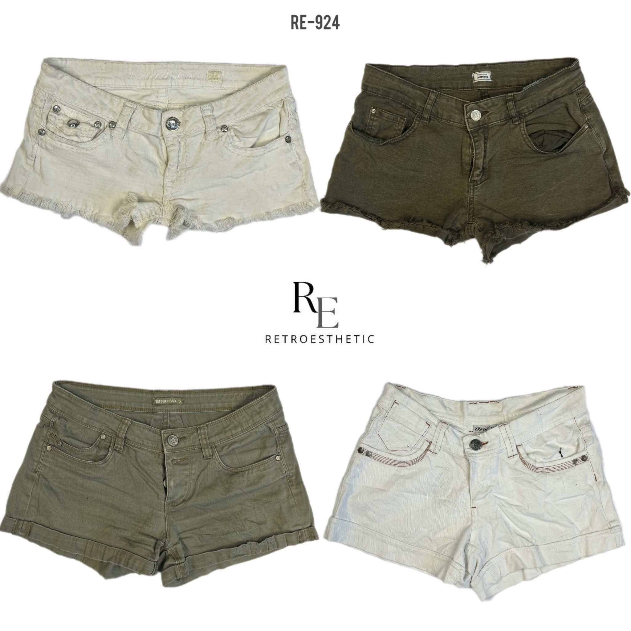 Shorts de mezclilla micro mini estilo retro Y2K (RE-924)
