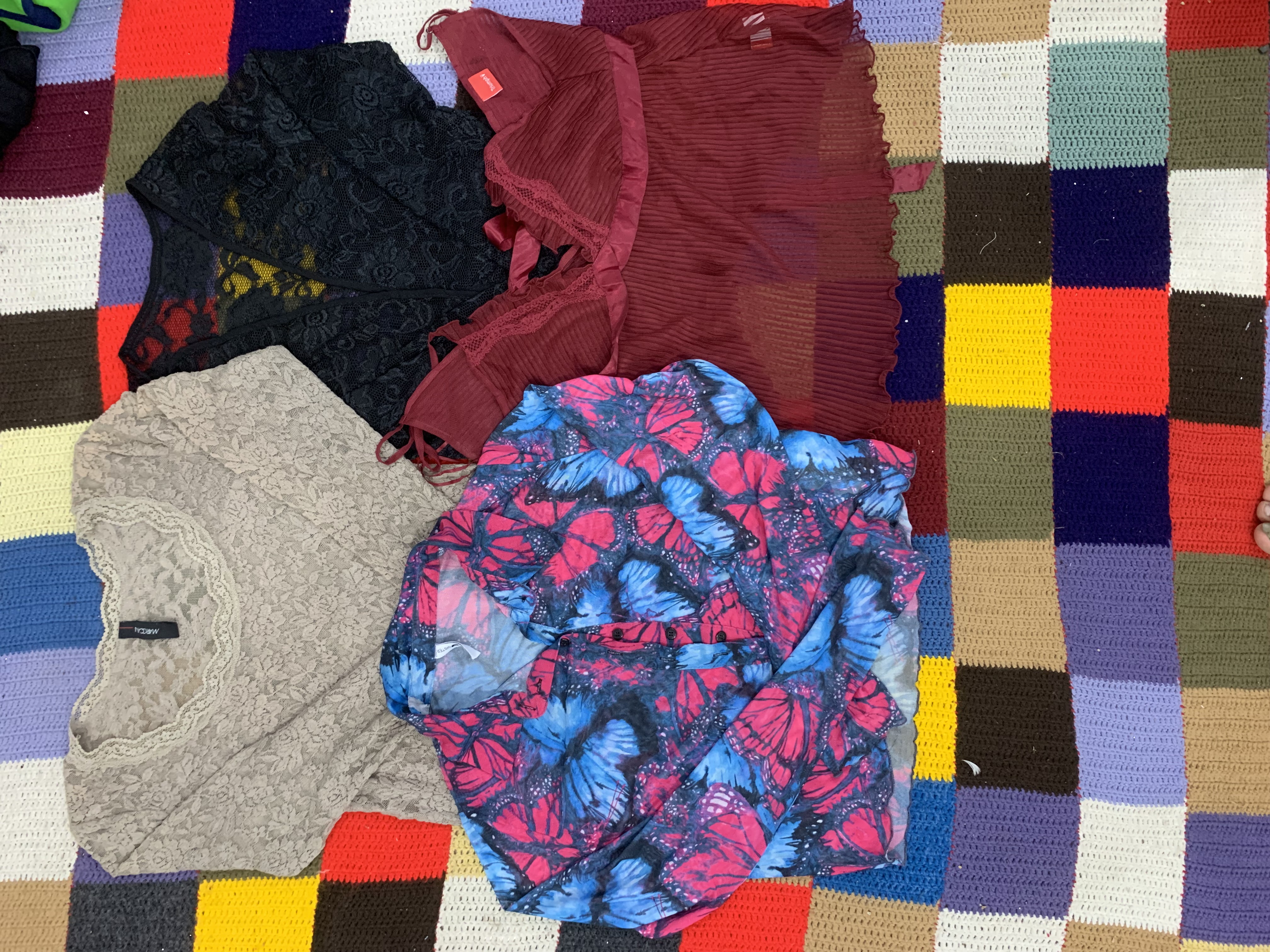 Y2K Vintage Women’s Tops Lot | 2000s Aesthetic Mesh, Grunge, Retro, Partywear | Trendy Mixed Styles Bulk