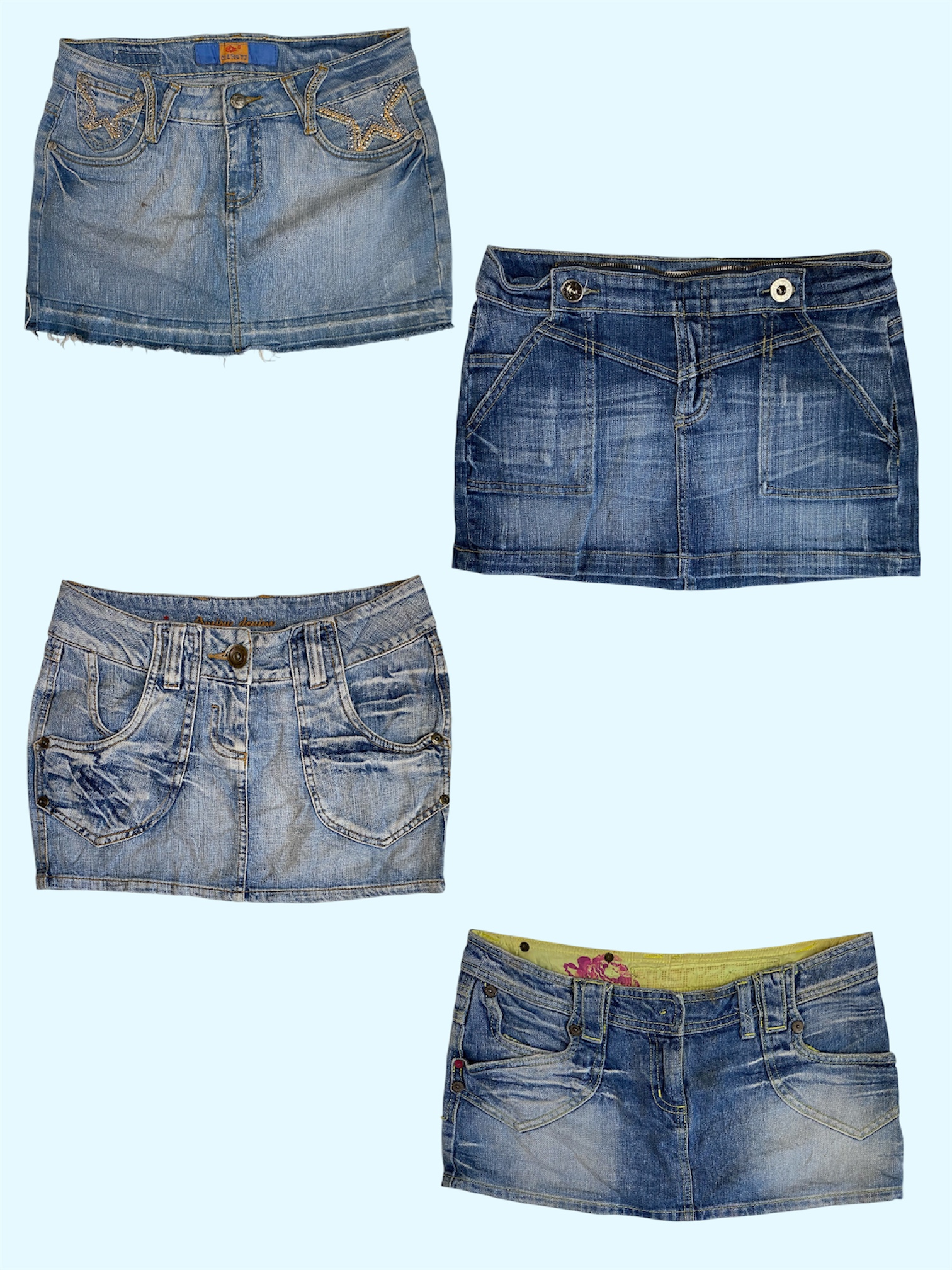 2000s Vintage Low Rise Jean Skirt Collection (TS-499)