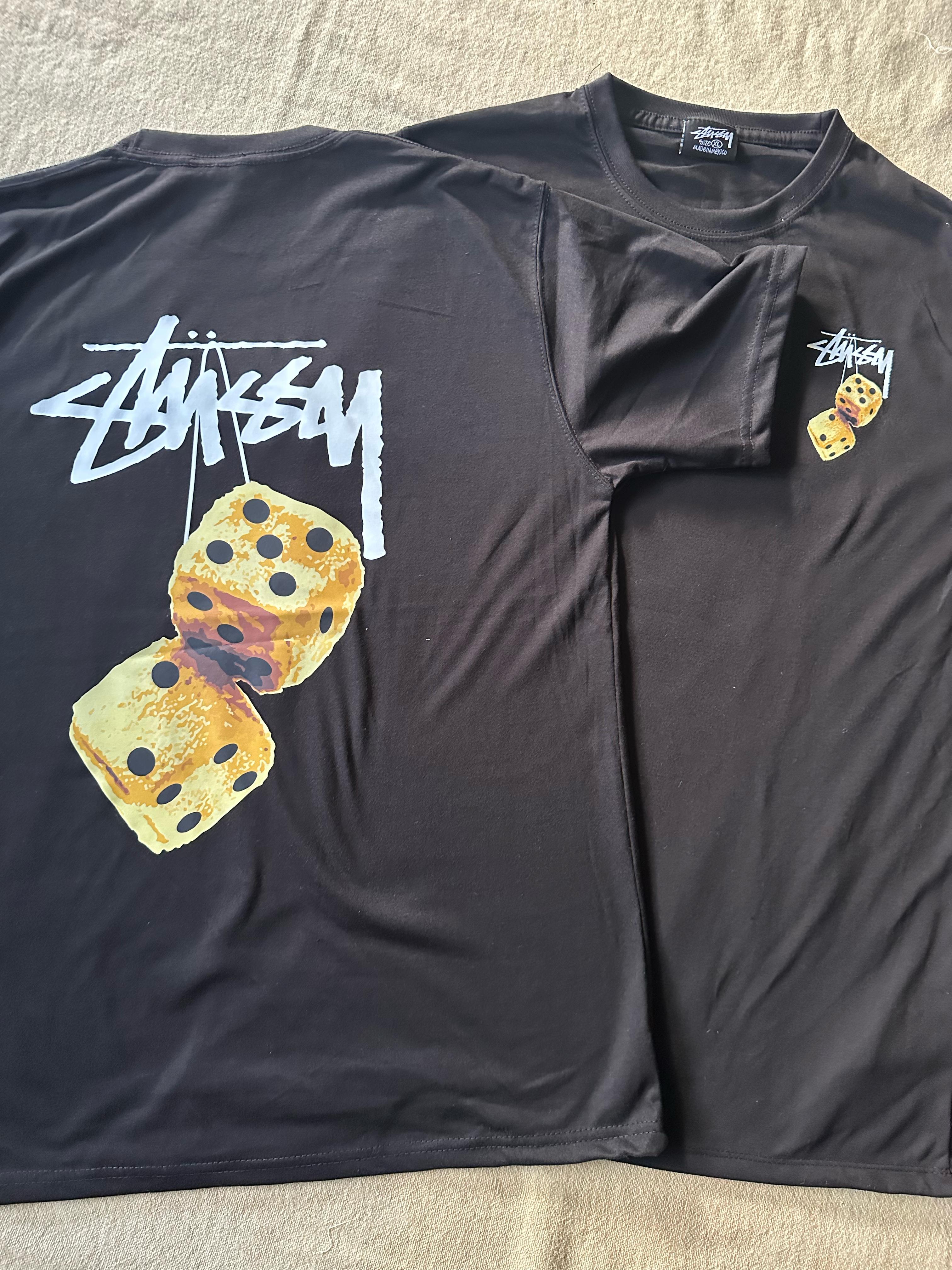 Stussy retravaille style dés moelleux jaunes t-shirts noirs 20 pcs