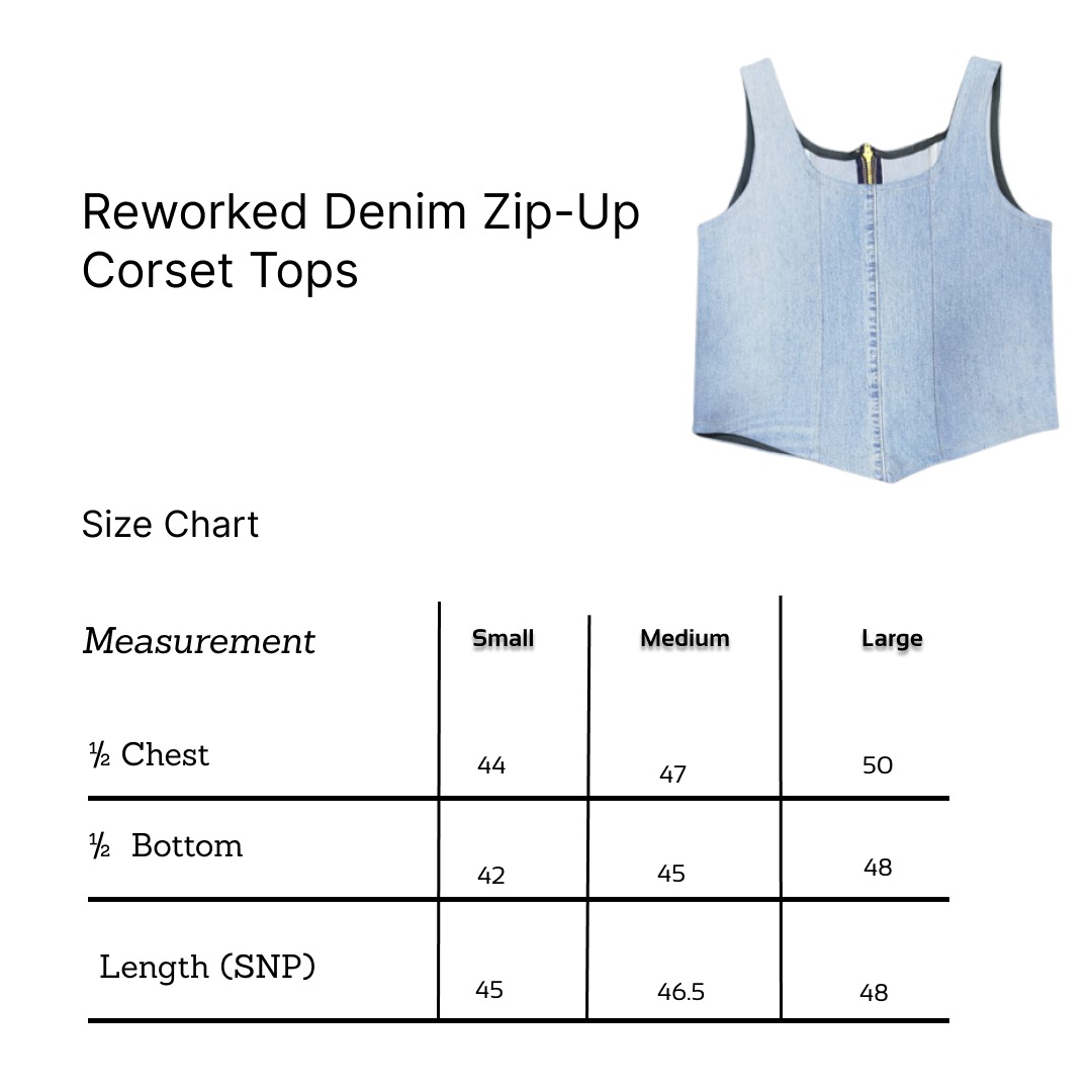 Top corsetto in denim con zip SS25 reworkati