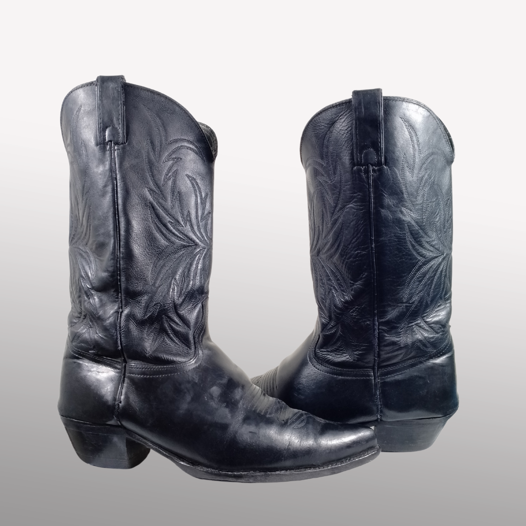 SA#156 Bottes de cowboy en cuir véritable noir - 10 pièces