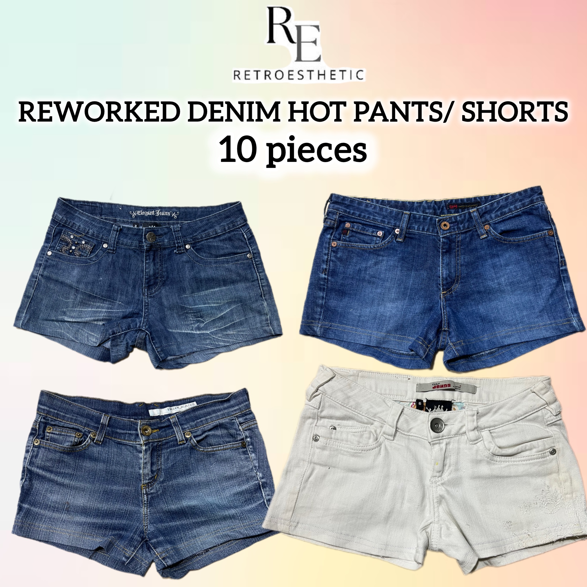 Reworked Y2k Denim Hot Pants/ Shorts (10 Pcs)