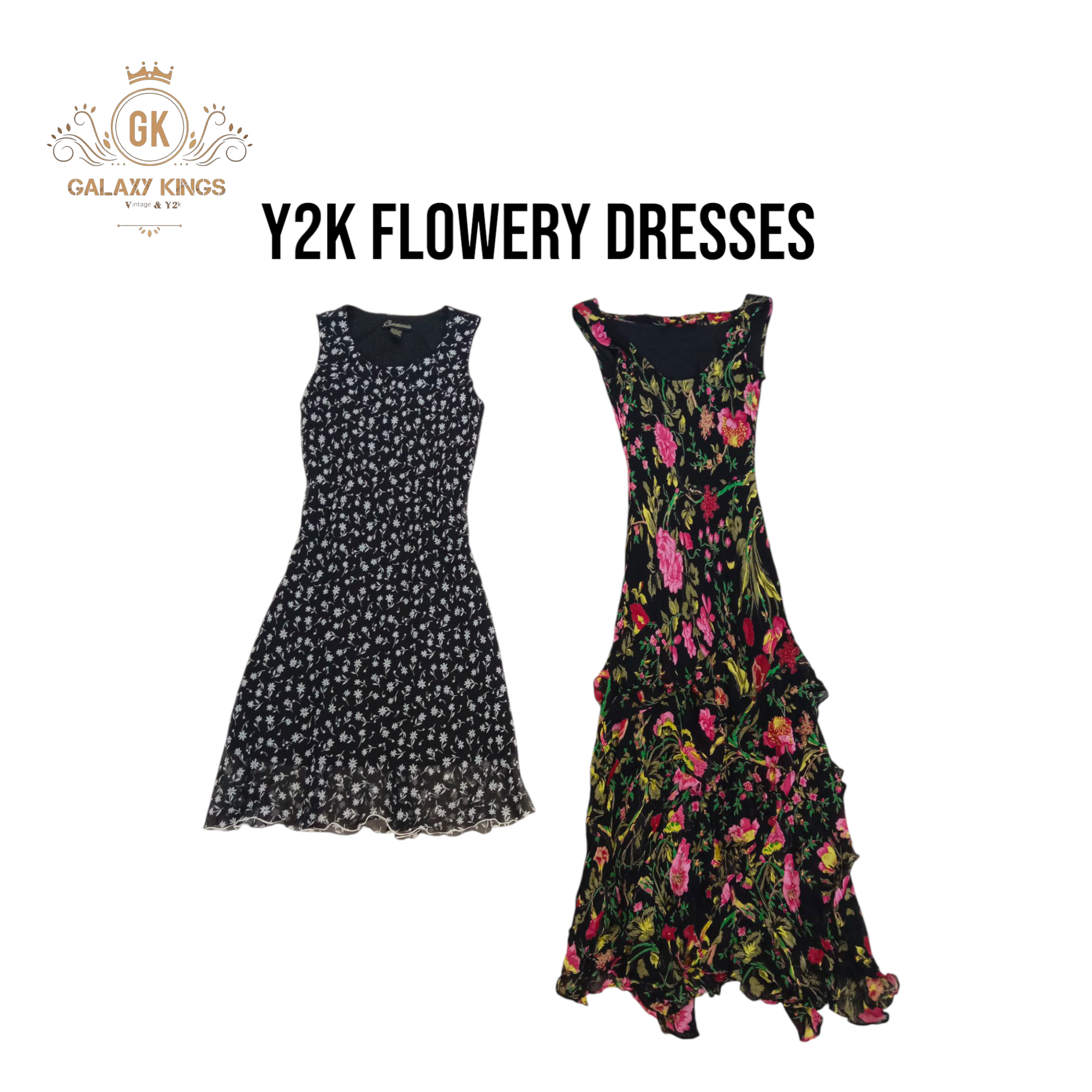 Robes noires fleuries Y2k