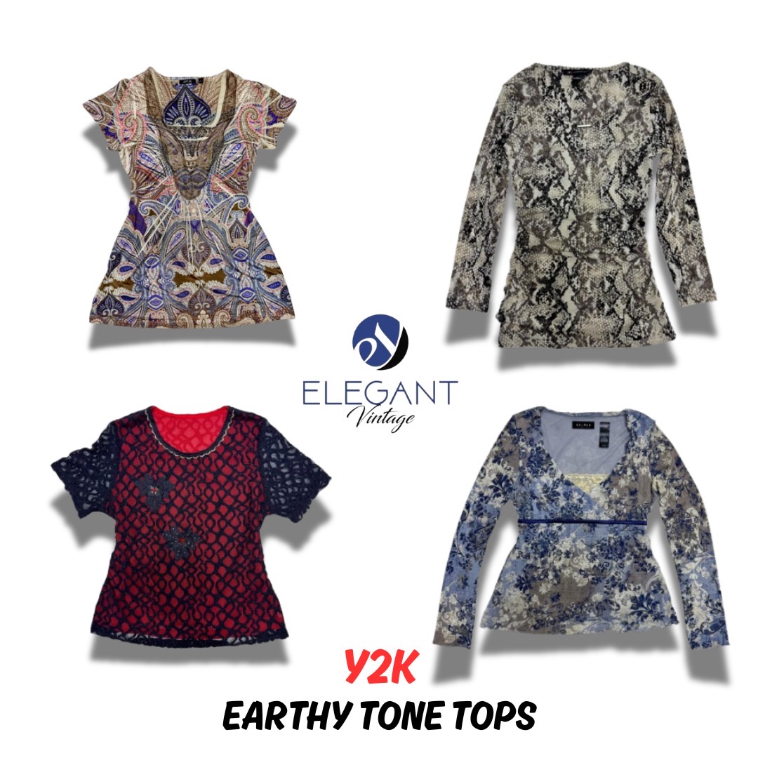 Y2K erdige Töne Tops - 10 Stück - EV0203