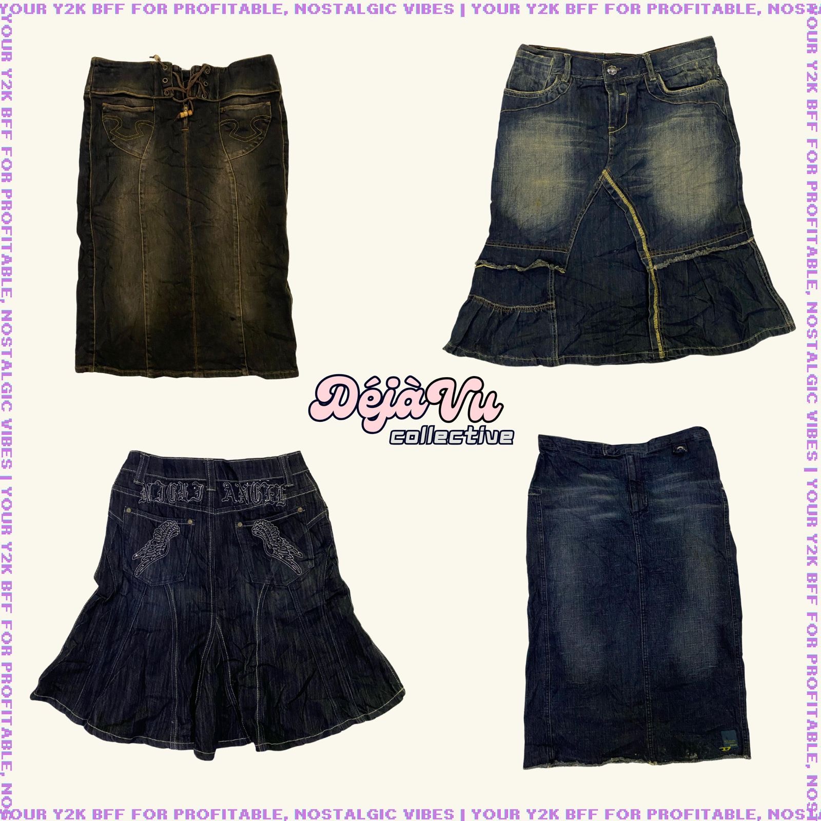 Y2K IT Girl Denim Midi Skirts (DVC#12)