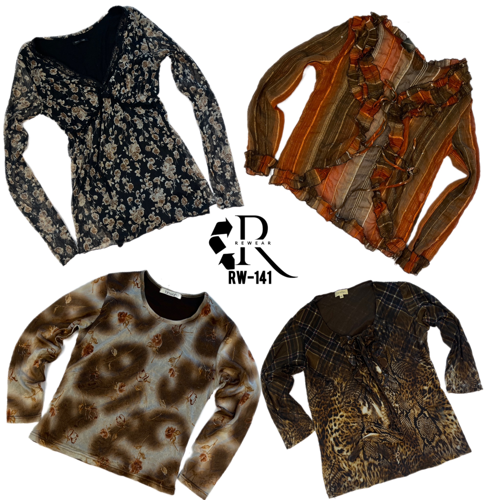 Tops de Manga Longa em Tons Terrosos Y2K (RW-141)