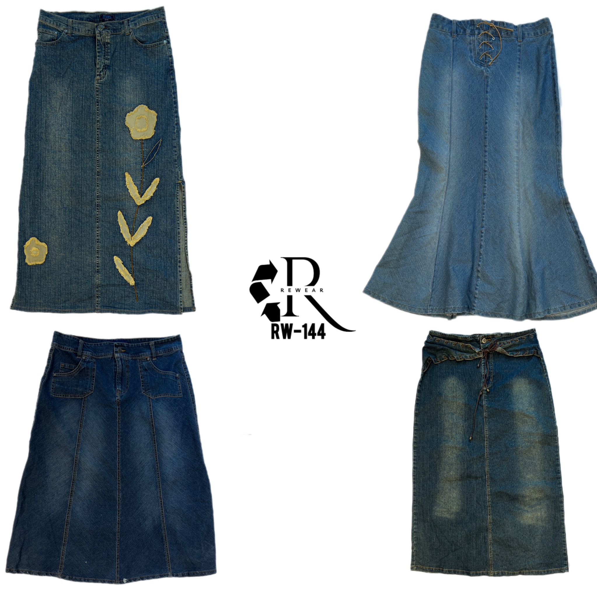 Y2K Britney Era Denim Maxi Skirts (RW-144)