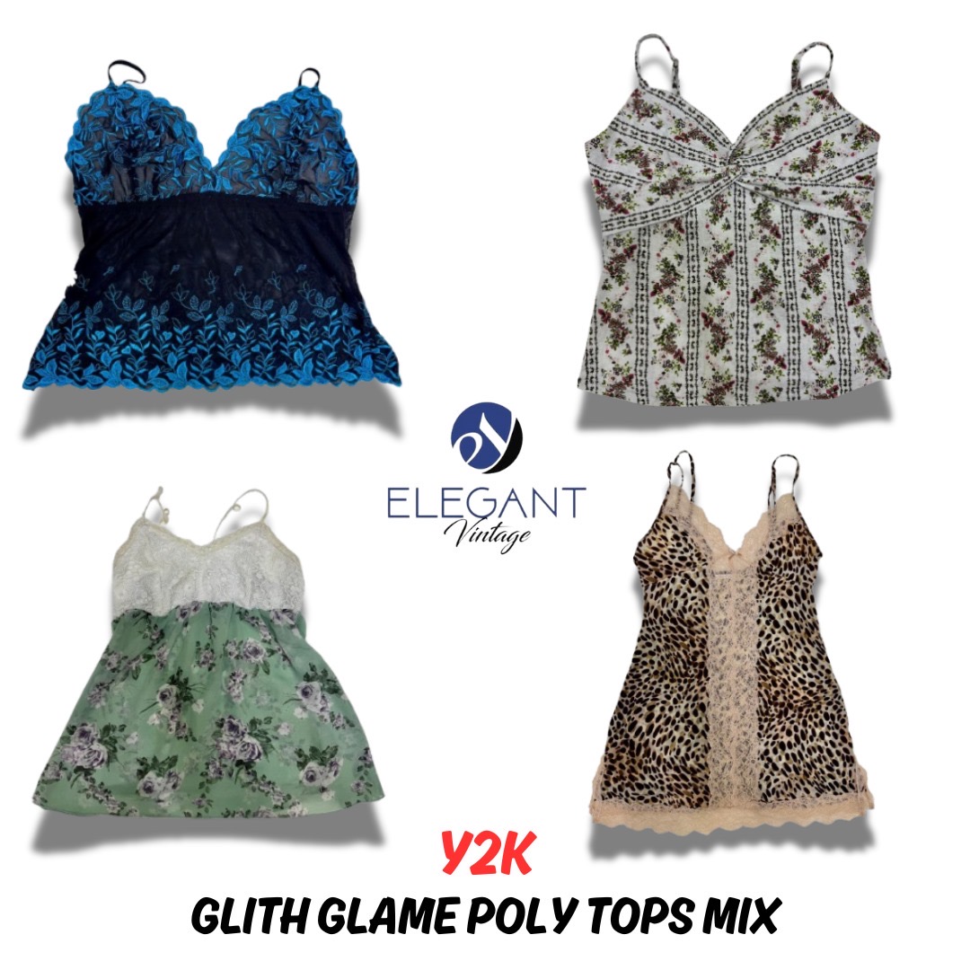 Y2K Glitch Glame Poly Tops Mix - 12 Stück - EV0217