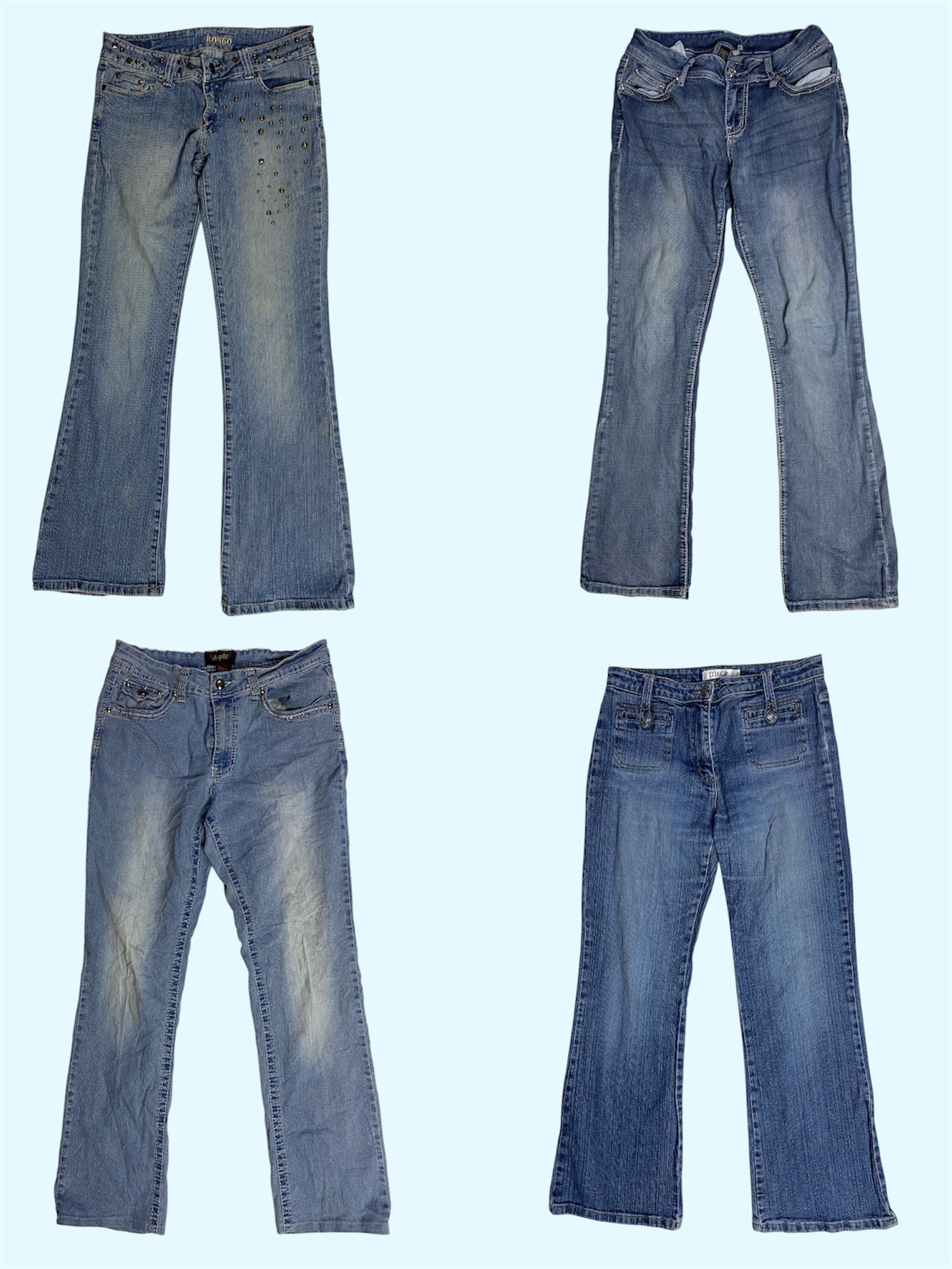 Y2K Lichtwäsche Traum: Beschlagene, Ausgewaschene & Flared Denim-Klassiker (TS-532)