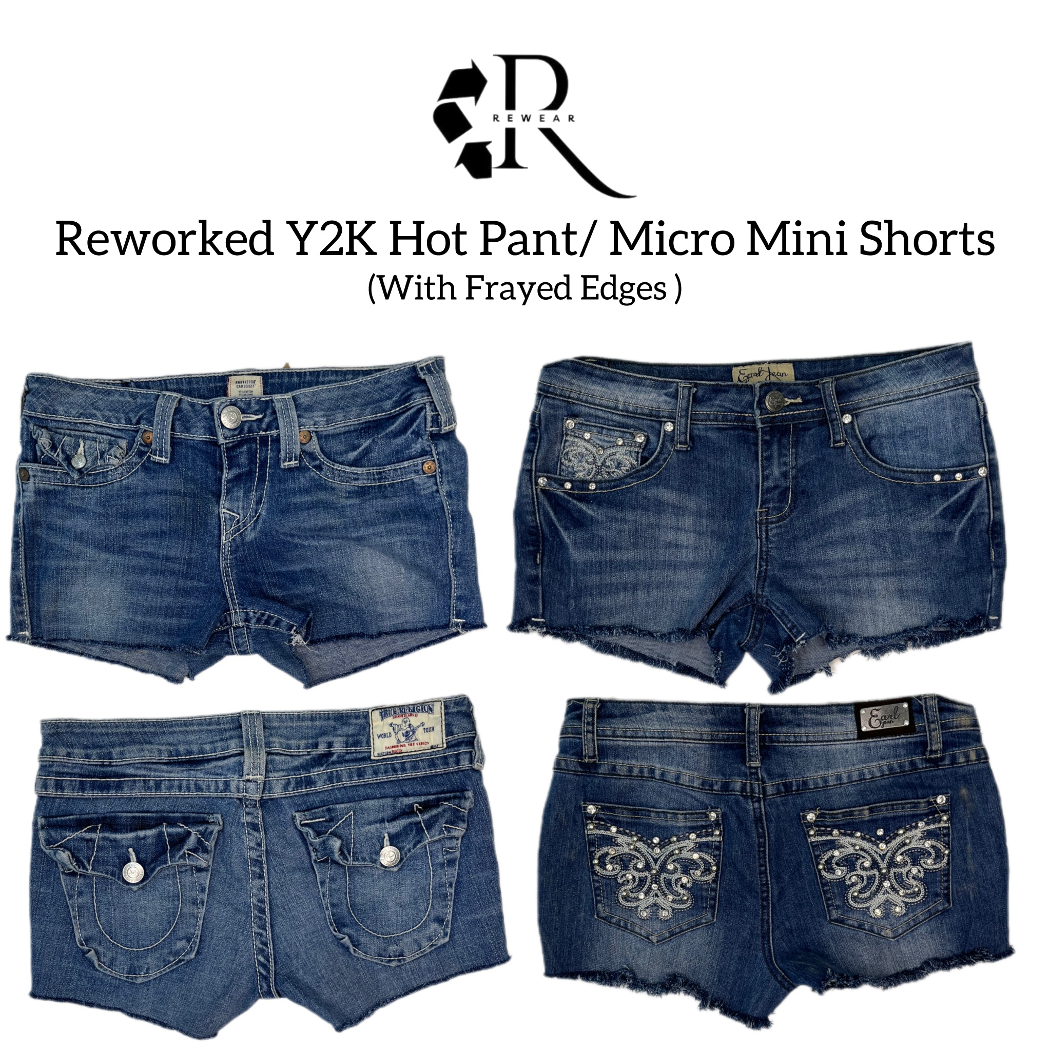 Pantalons courts Y2K retravaillés / Micro mini shorts (50 pièces)