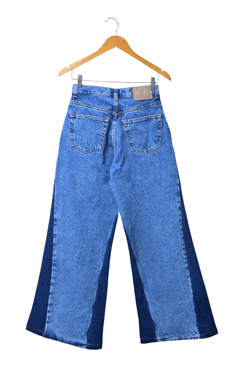リワークドツートーンワイドレッグジーンズ