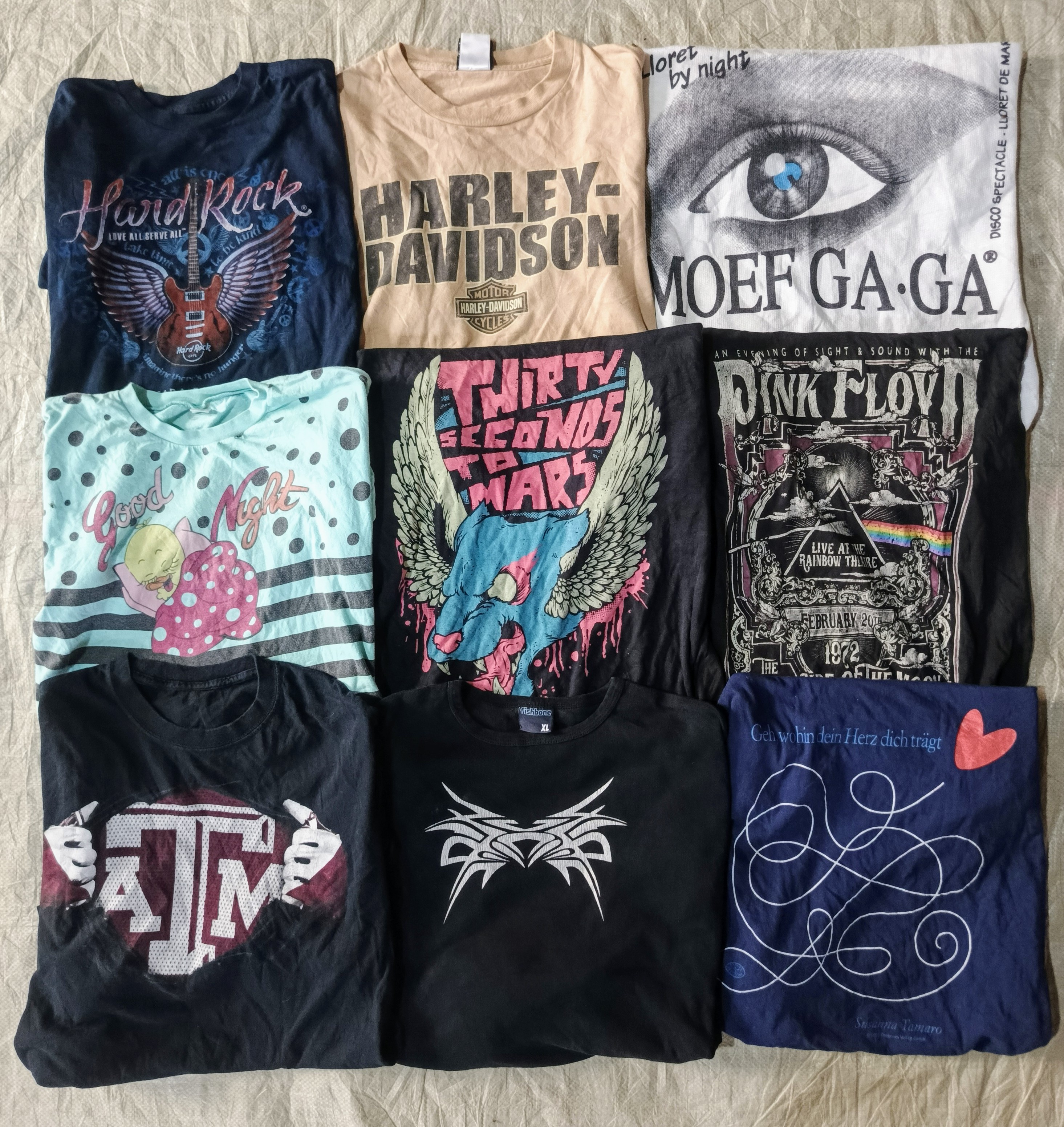 ビンテージグラフィックとミックスミュージックTシャツ