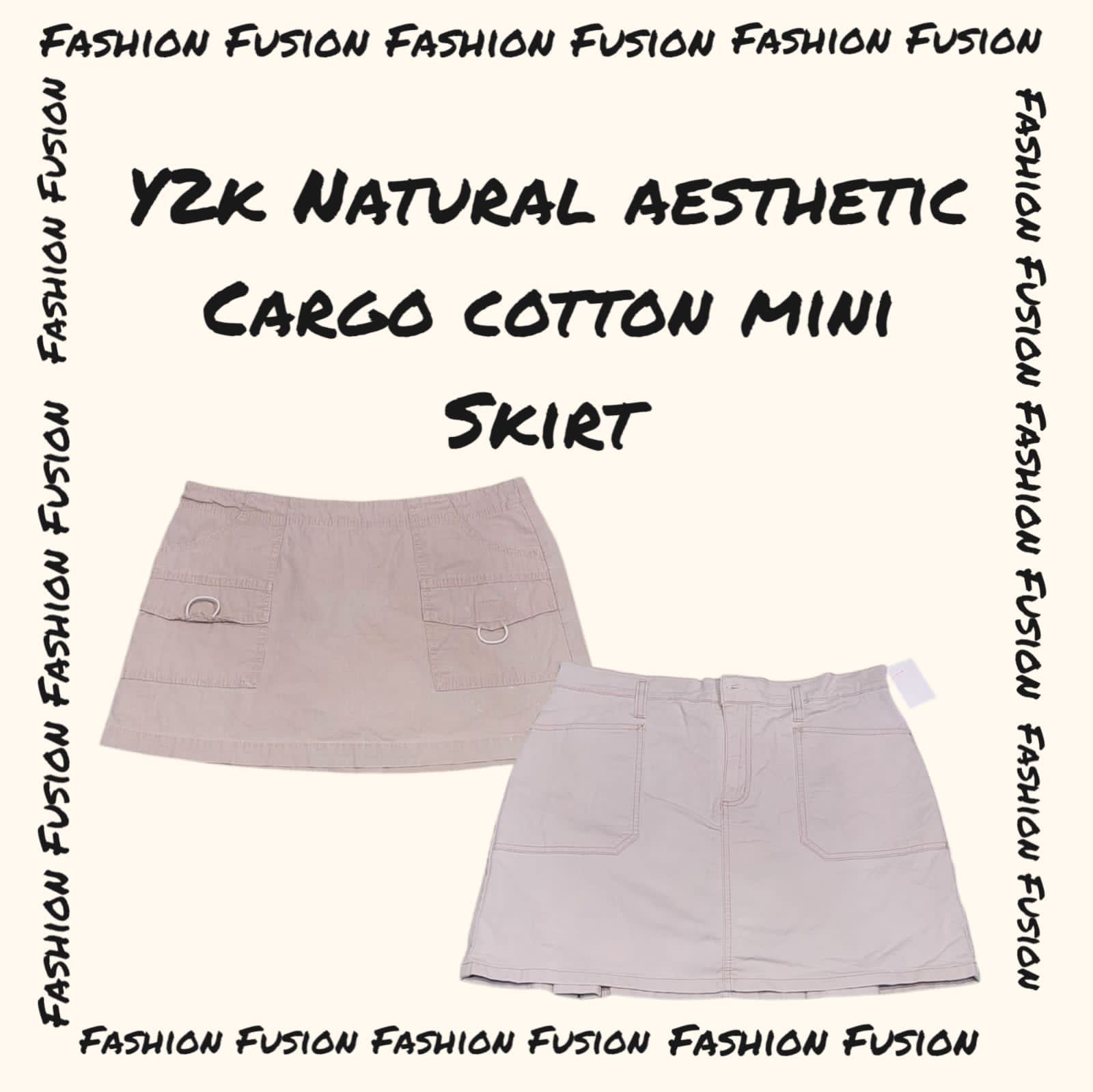 (FF-864) Saia Mini de Algodão Cargo Estética Natural Y2k