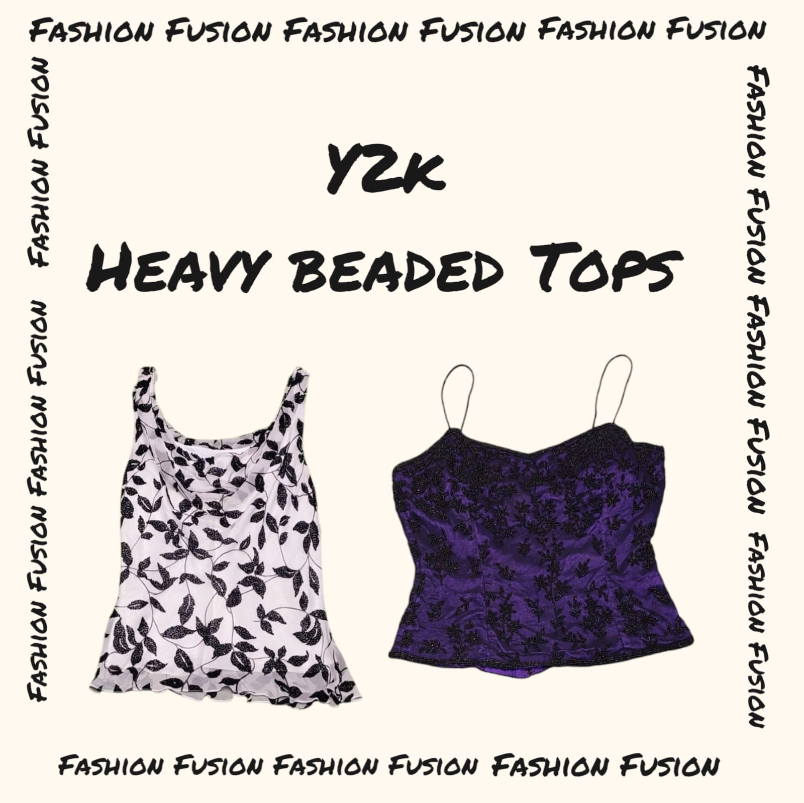 (FF-872) Tops Pesados com Miçangas Y2k