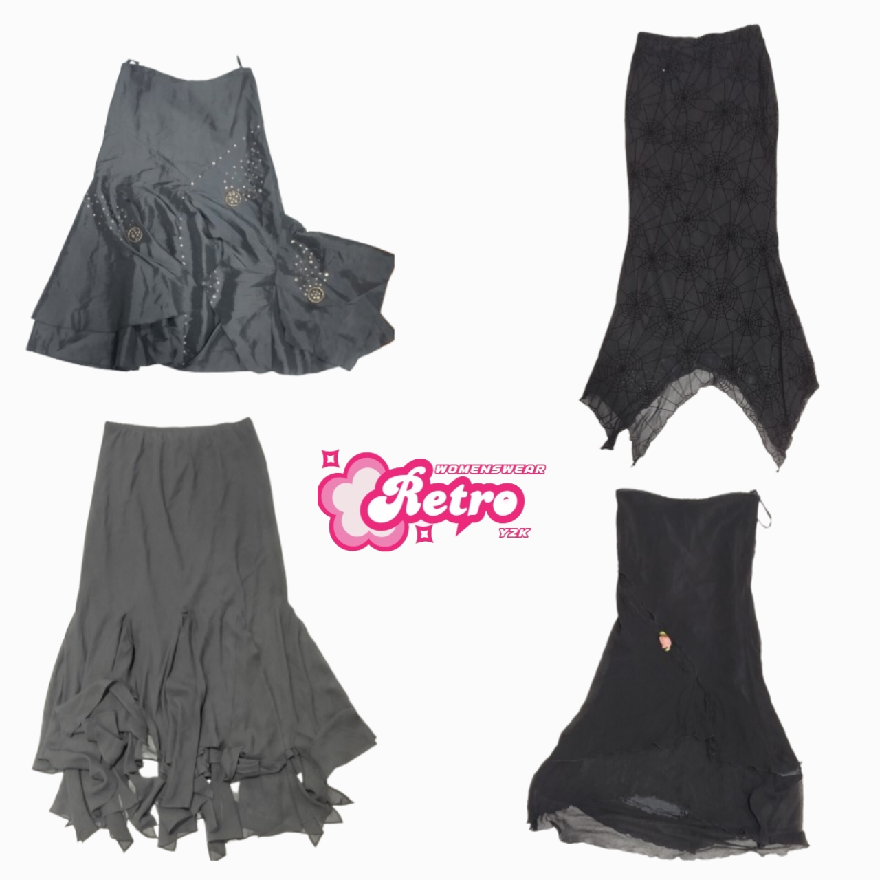 Y2K Sweetheart:Grounge Romance Midi Skirts
