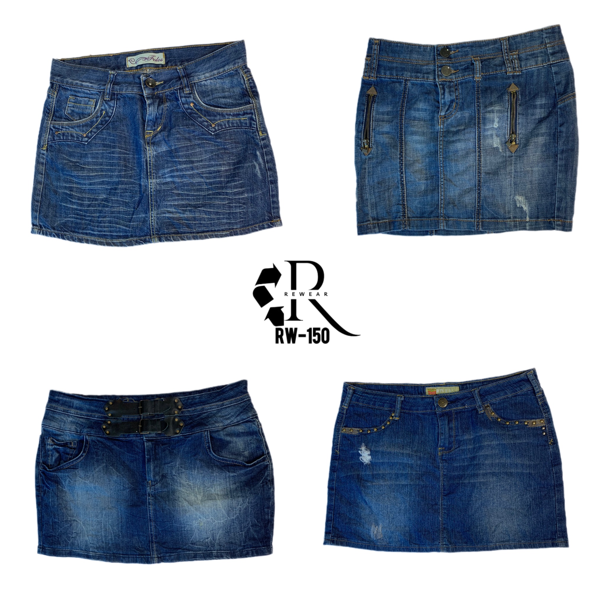 Mini-jupes en denim uniques de l'ère Britney Y2K (RW-150)