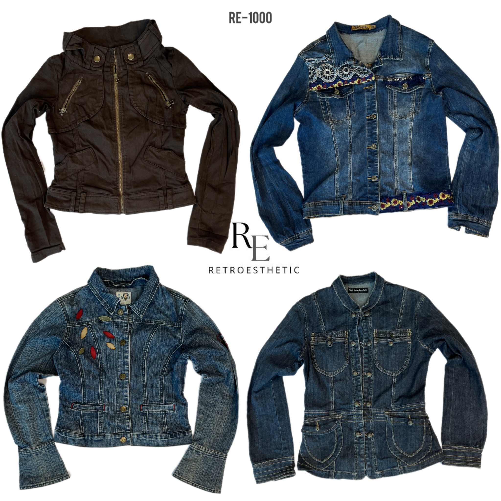 Blousons en denim de l'ère Y2K Cyber Girl (RE-1000)