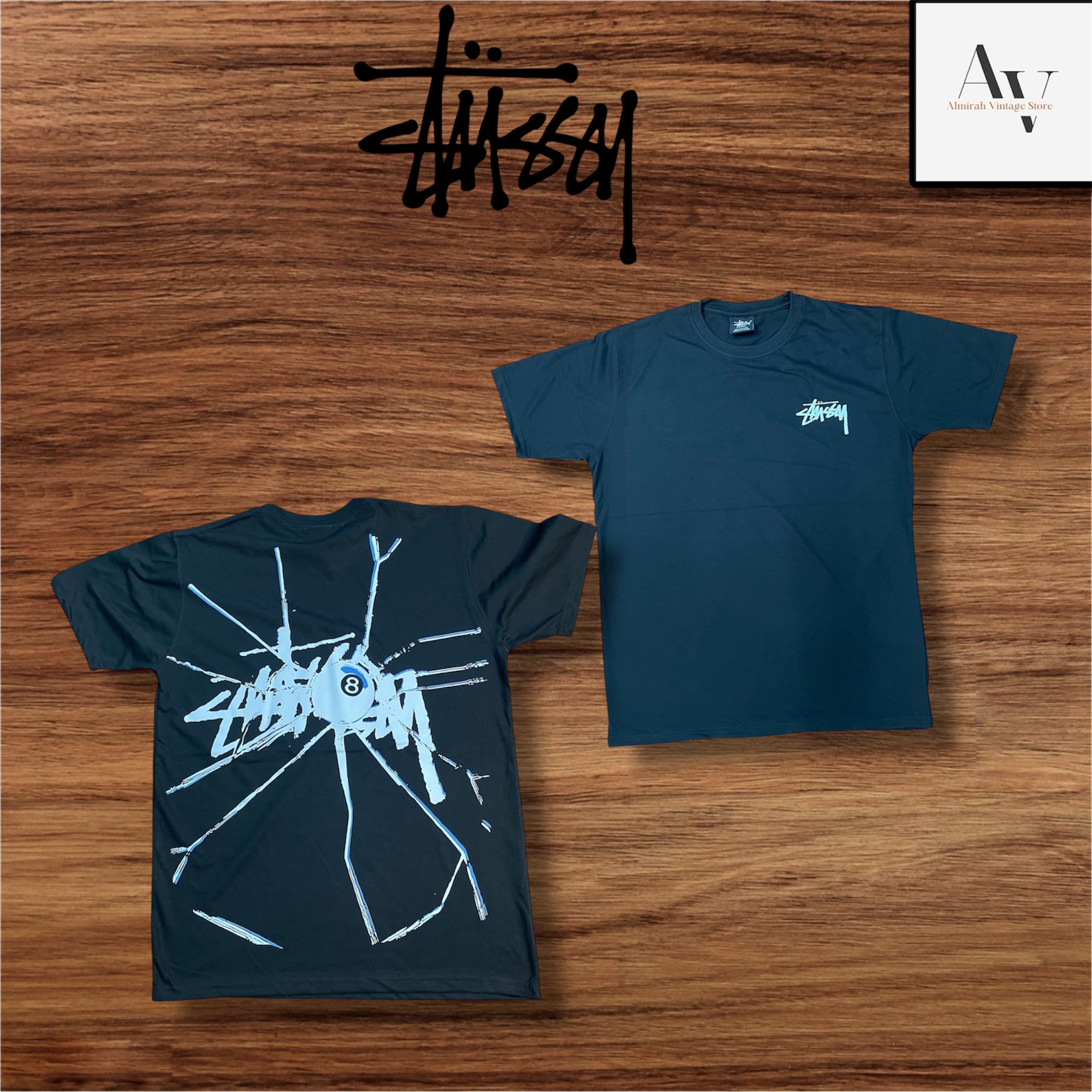 Stussy Neuinterpretation Stil schwarze zerbrochene T-Shirts