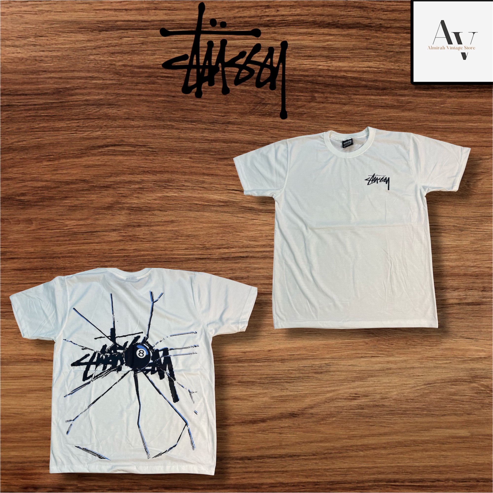 Stussy rework style black and white shattered t shirts