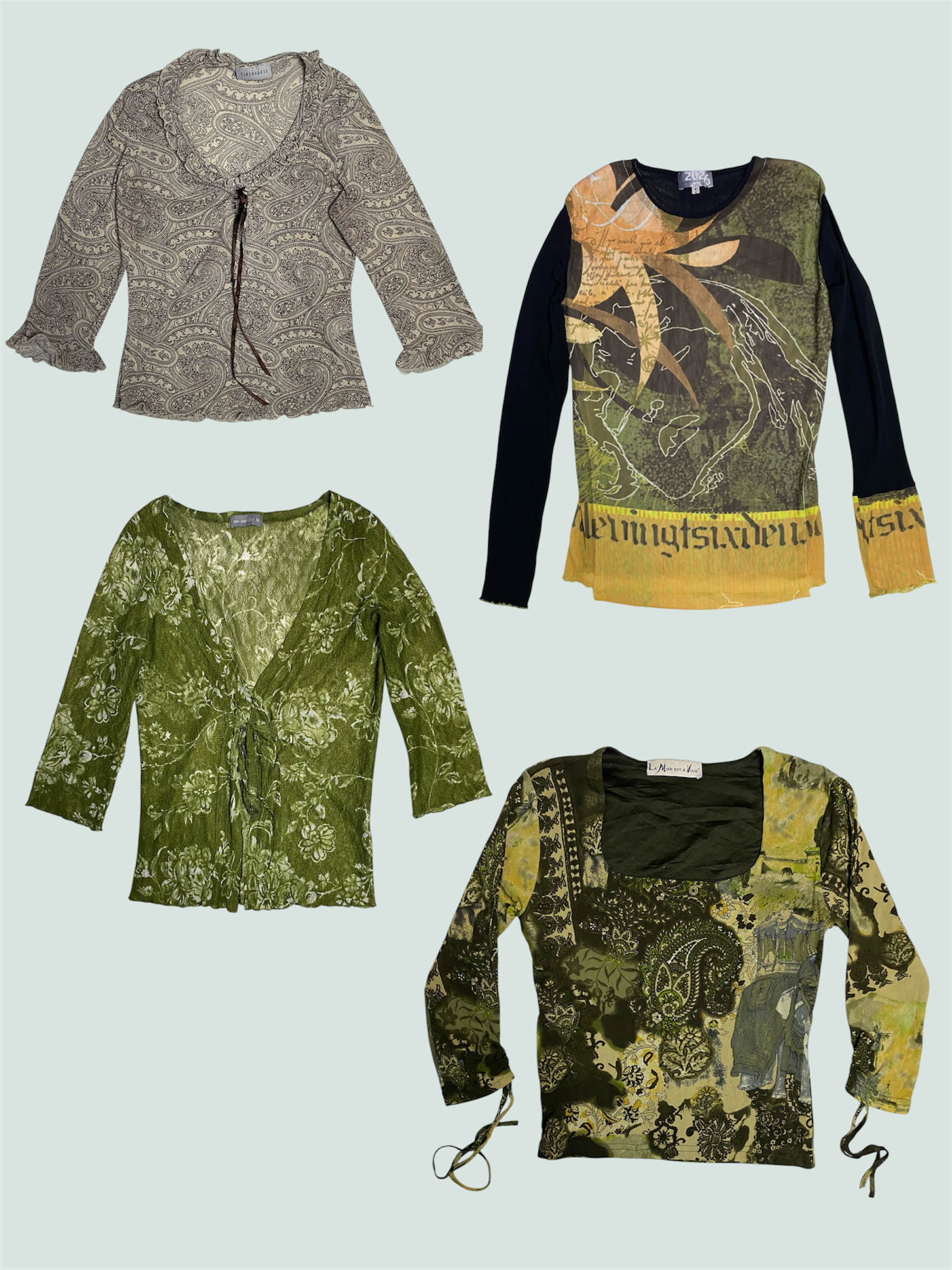 Y2K Jungle Muse: Grunge Greens & Boho Prints (TS-537)