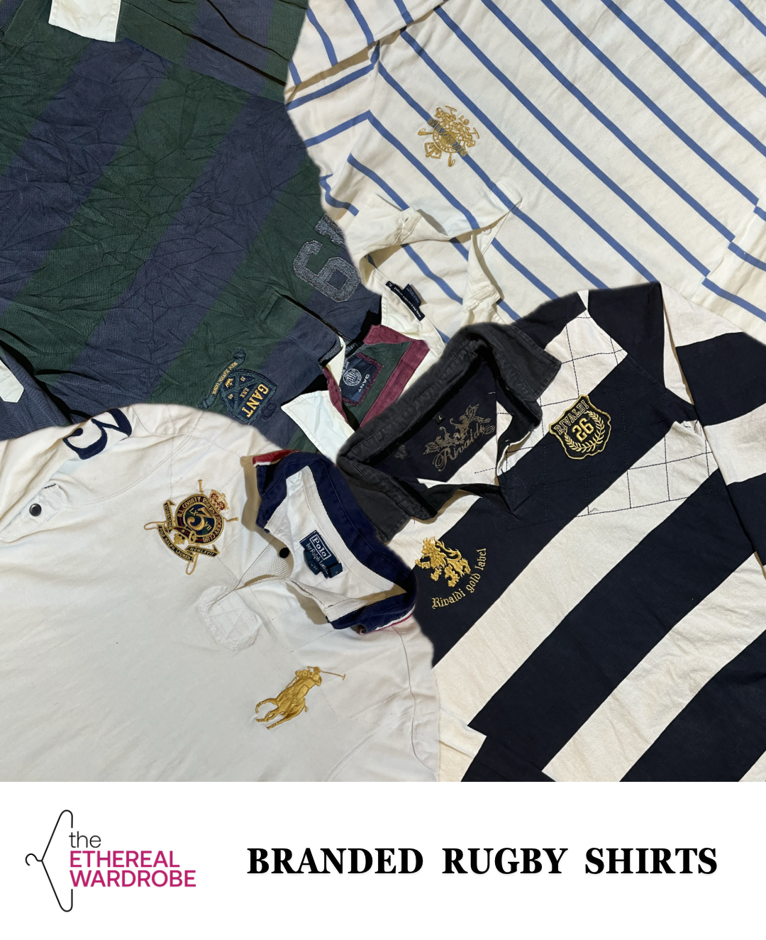 Magliette da rugby di marca 10 pezzi tra cui Ralph Lauren, Tommy, Rivaldi, Gant e altri (RN: 1066)