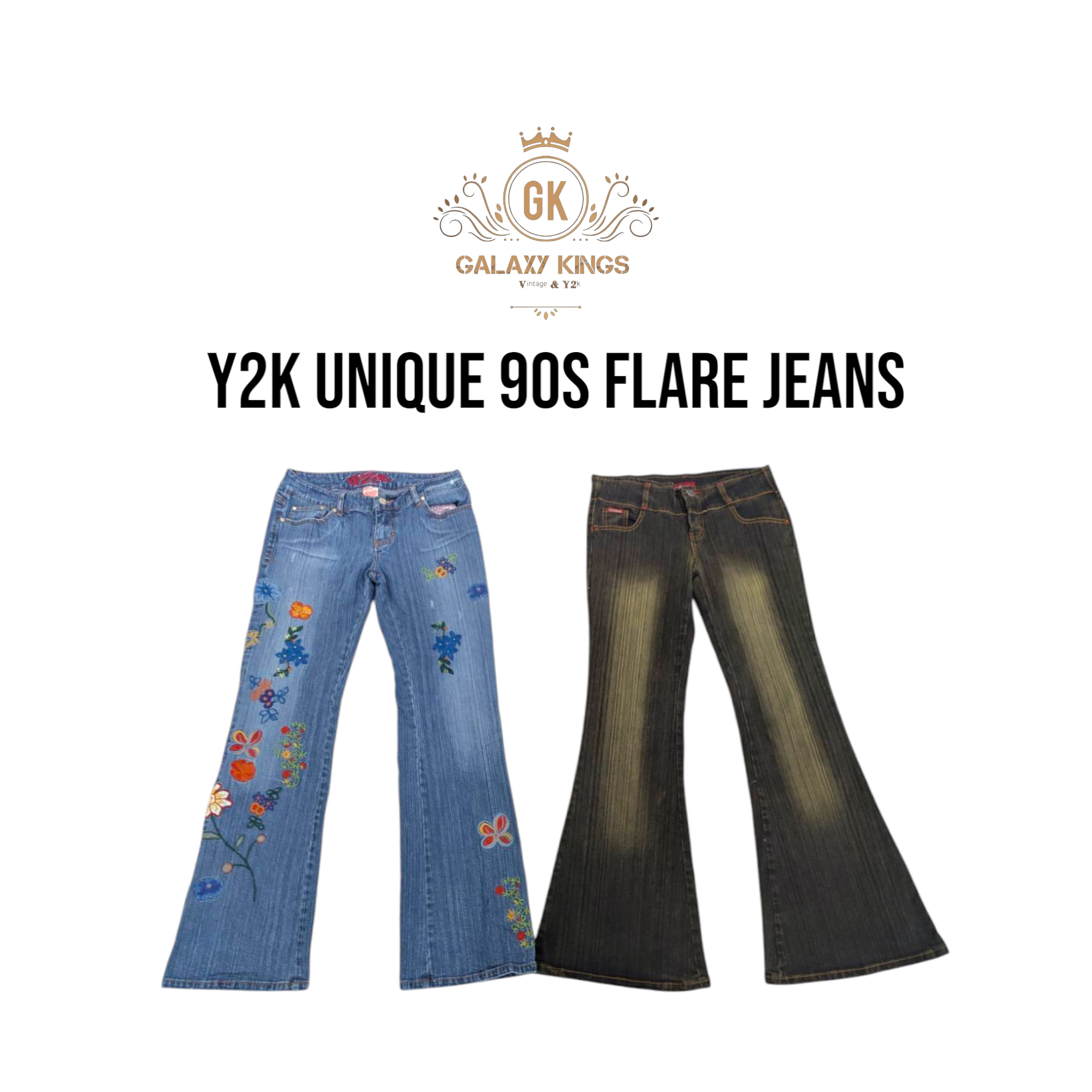 Y2k Unique 90s Flare Jeans