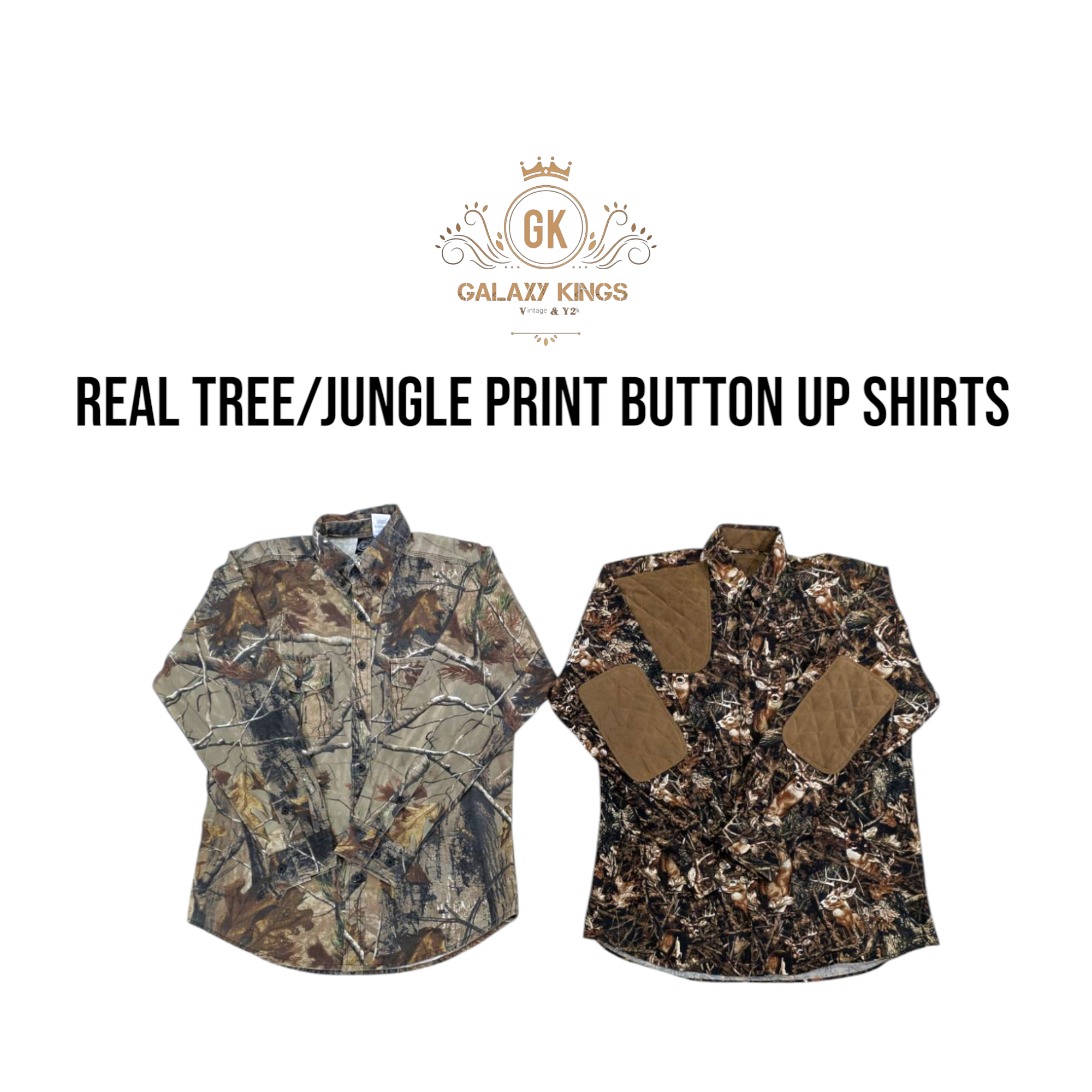 Realtree und Jungle Print Knopf-Down Hemden
