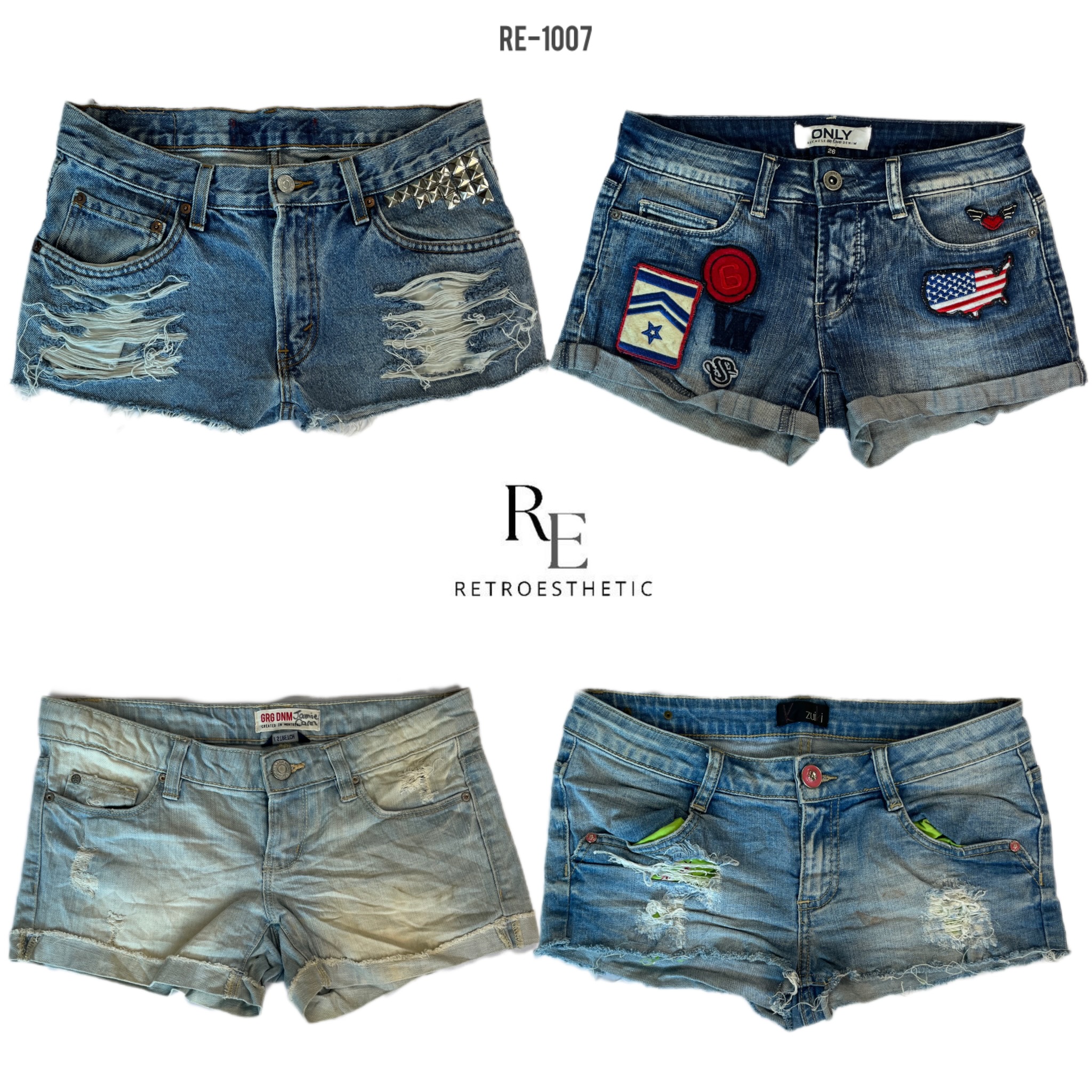 Y2K Retro Style Denim Mini Shorts (RE-1007)