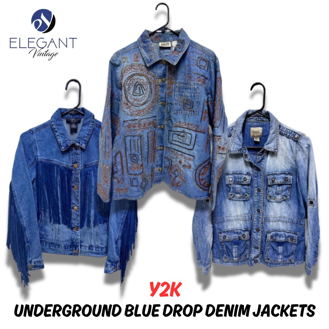 Y2K Underground Blue Drop Denim Jackets - 10 pieces - EV0257