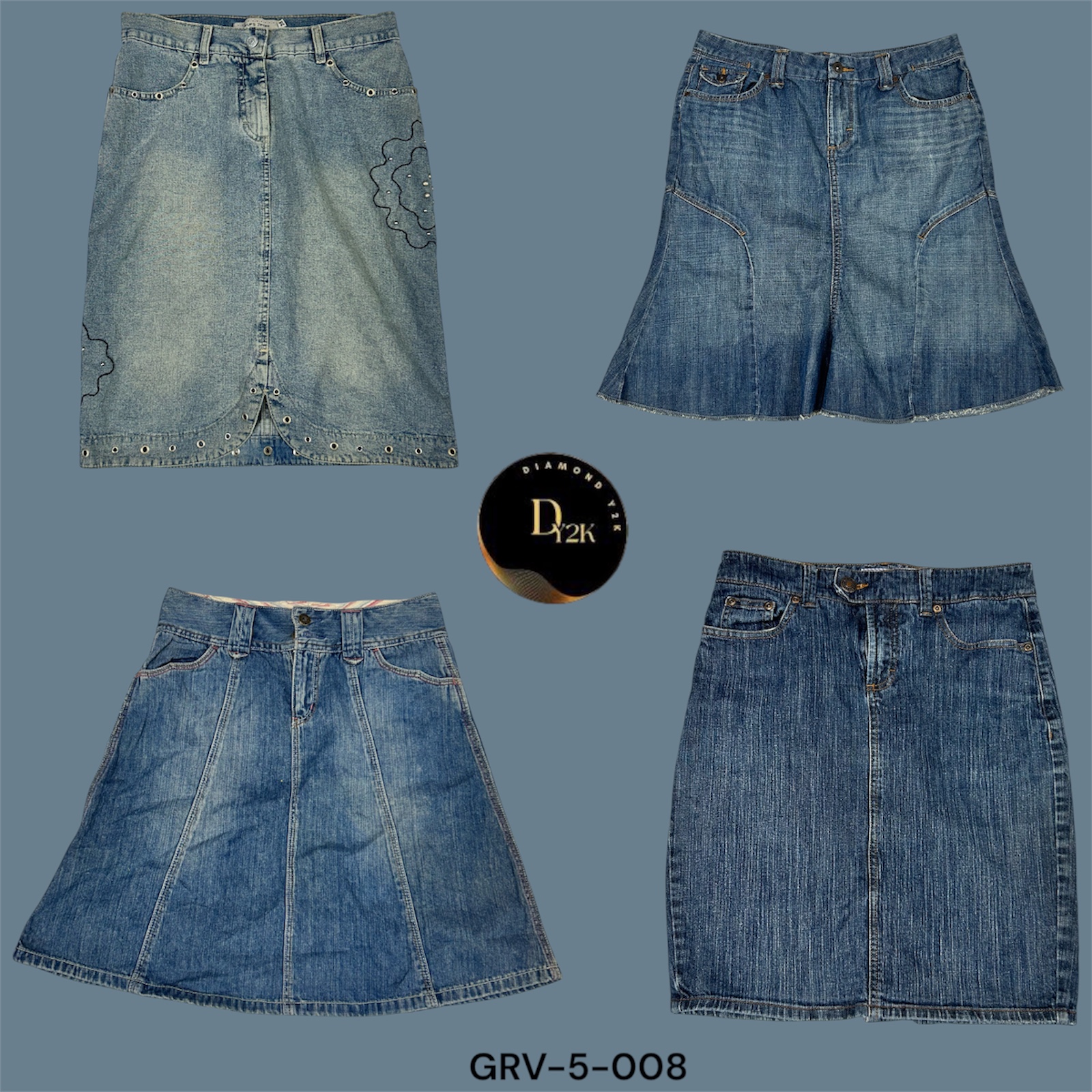 Retro Y2K Denim Midi Skirts Collection  (GRV-5-008)