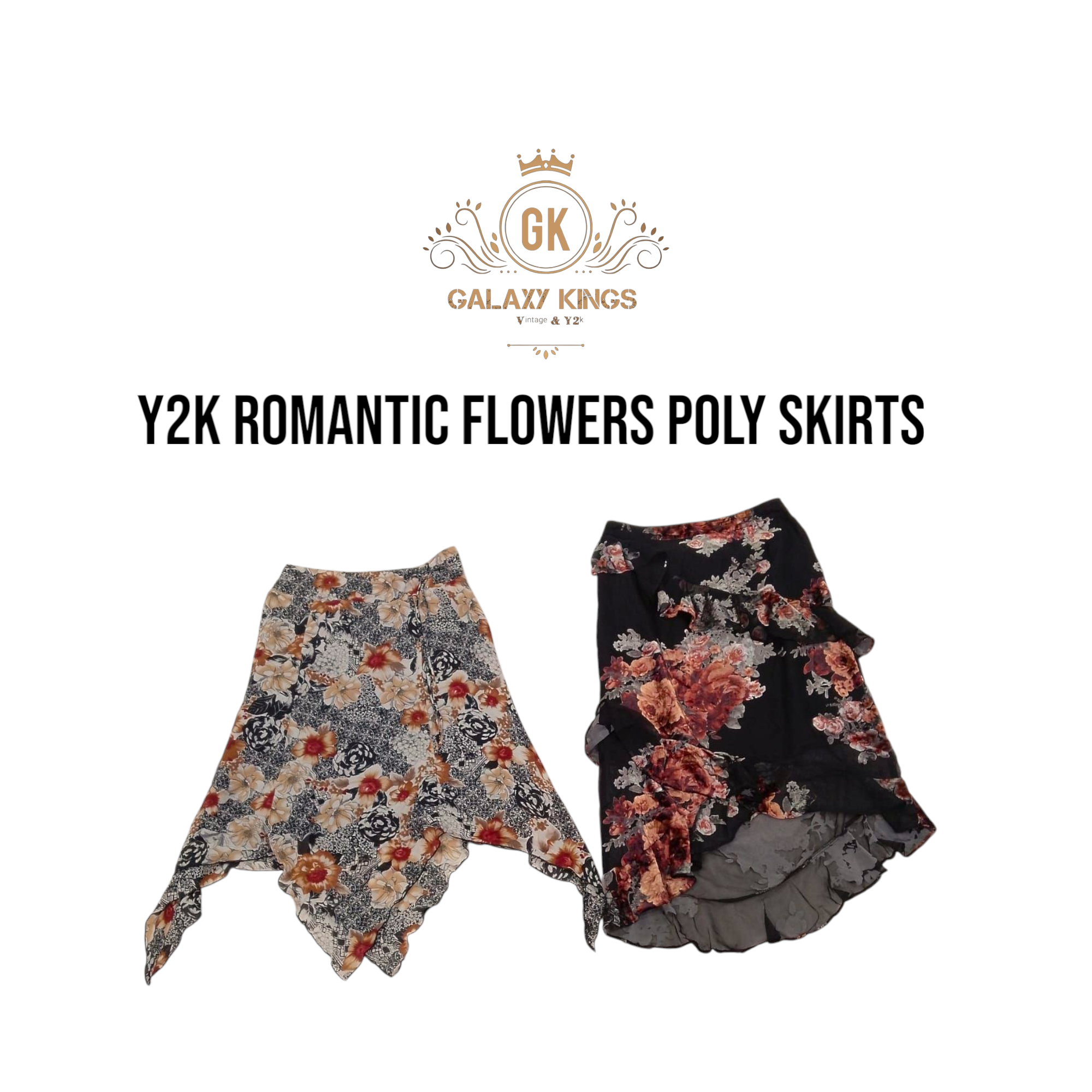 Gonne in poliestere con fiori romantici Y2k