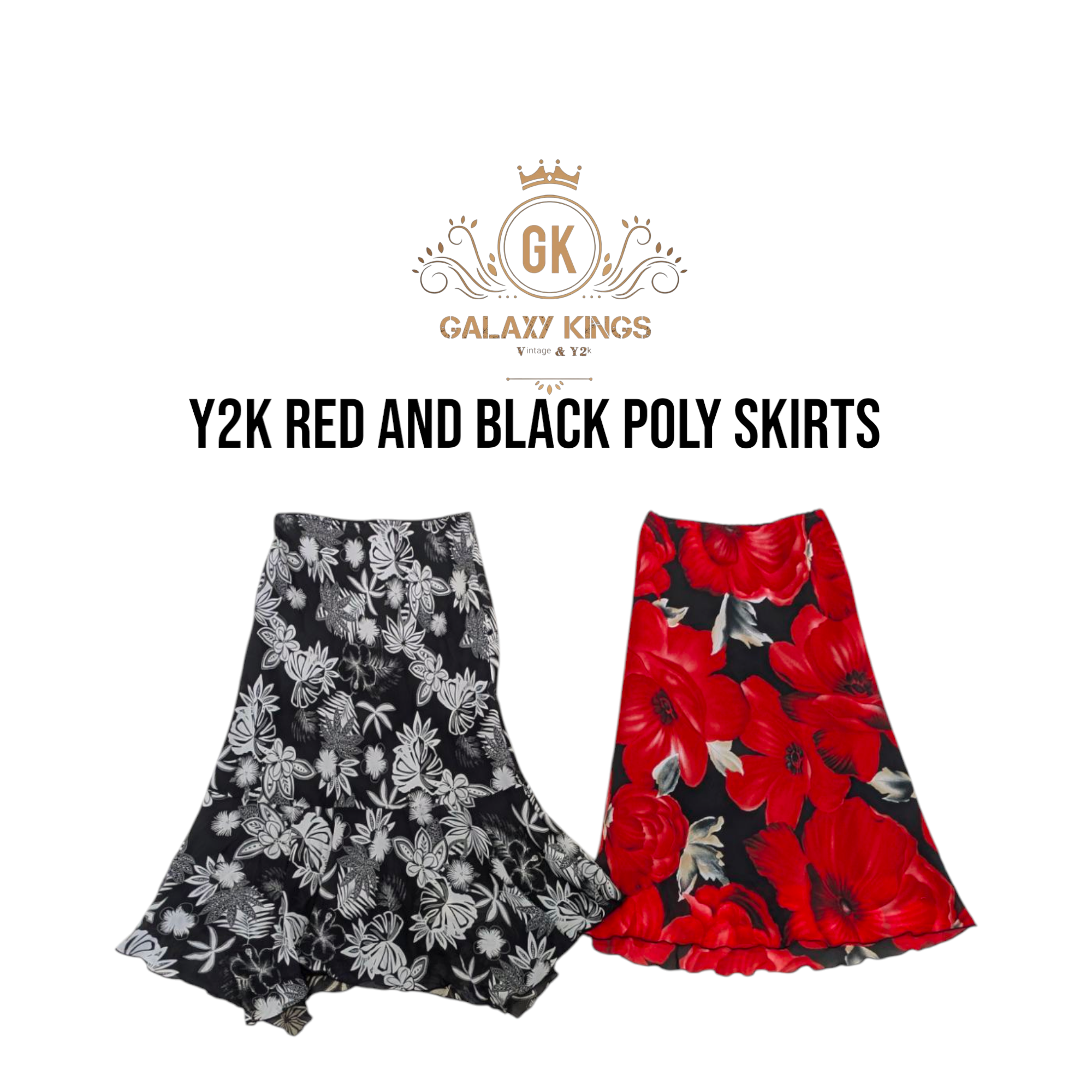 Y2k Red And Black Poly Skirts