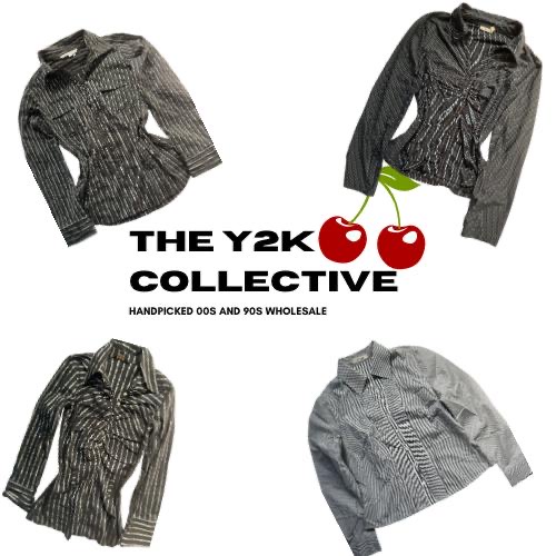 90s Office Siren Pinstripe and Unique Officecore Shirts (TEC78)