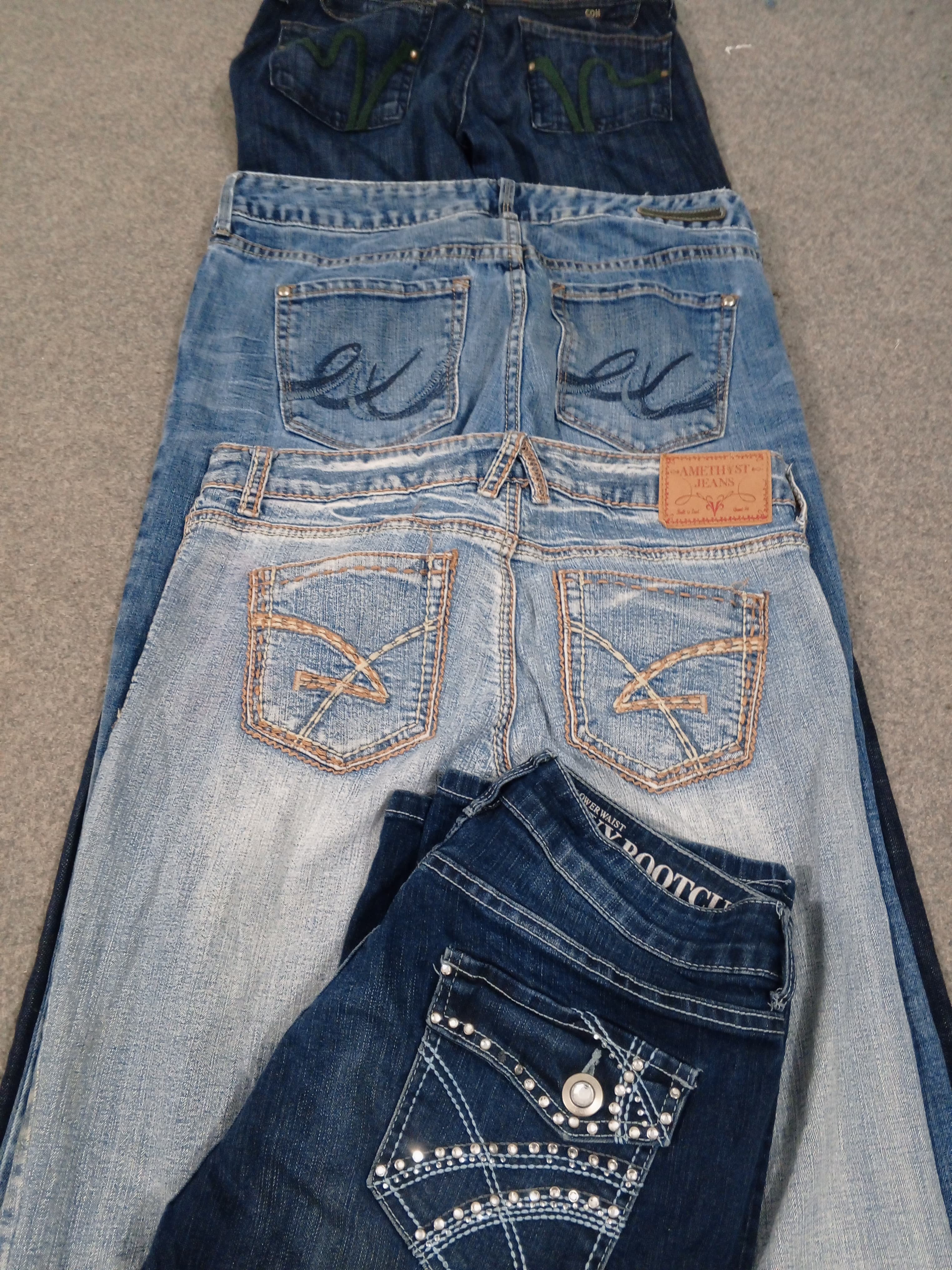 HD803 Jeans Flare Decorados Y2K Femininos - 14 pcs
