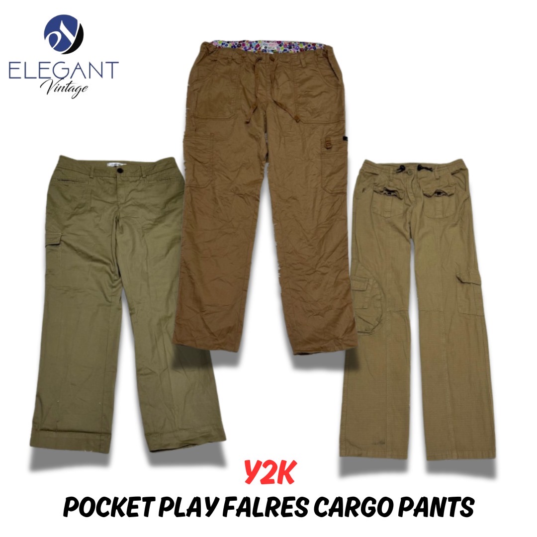 Y2K Pantalons cargo évasés Pocket Play - 09 pièces - EV0271