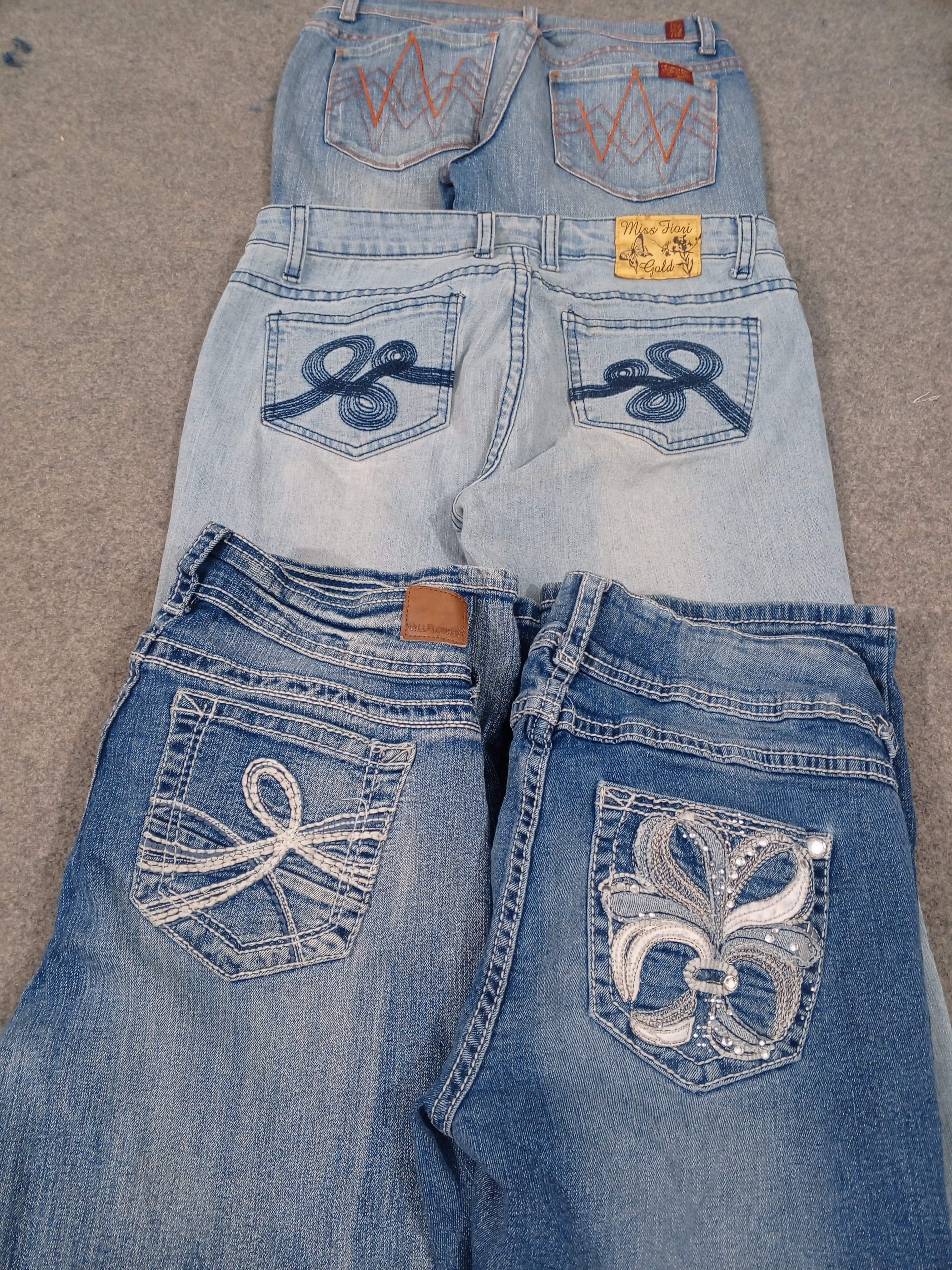 HD801 Pantaloni a Zampa d'Elettricista Ricamati Y2K per Donne - 12 pezzi