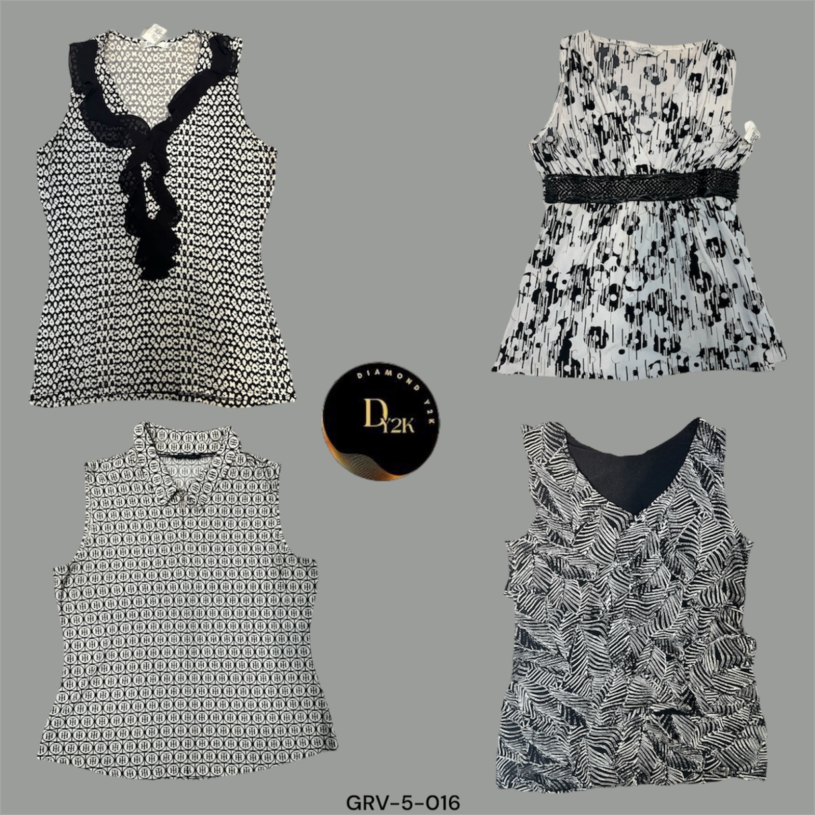 Y2K Chic Black Printed Blouses Collection (GRV-5-016)