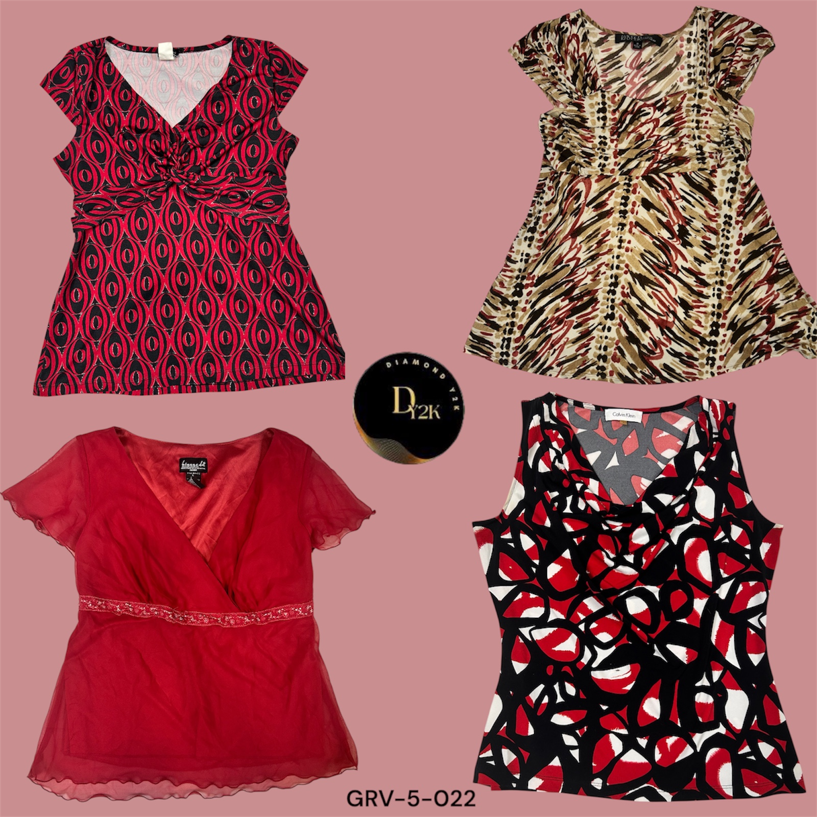 Top rosso stampato Y2K - Audace e alla moda (GRV-5-022)