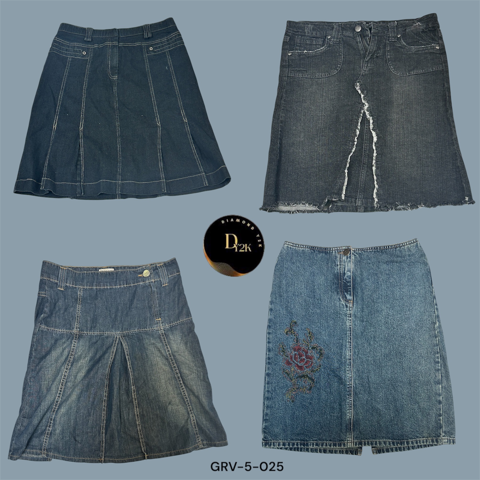 Klassische Y2K Denim Midi Röcke Kollektion (GRv-5-025)