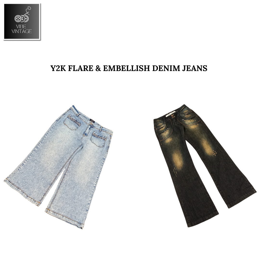 Y2K FLARE & EMBELLISH DENIM JEANS - 15 PCS (BUNDLE 1)