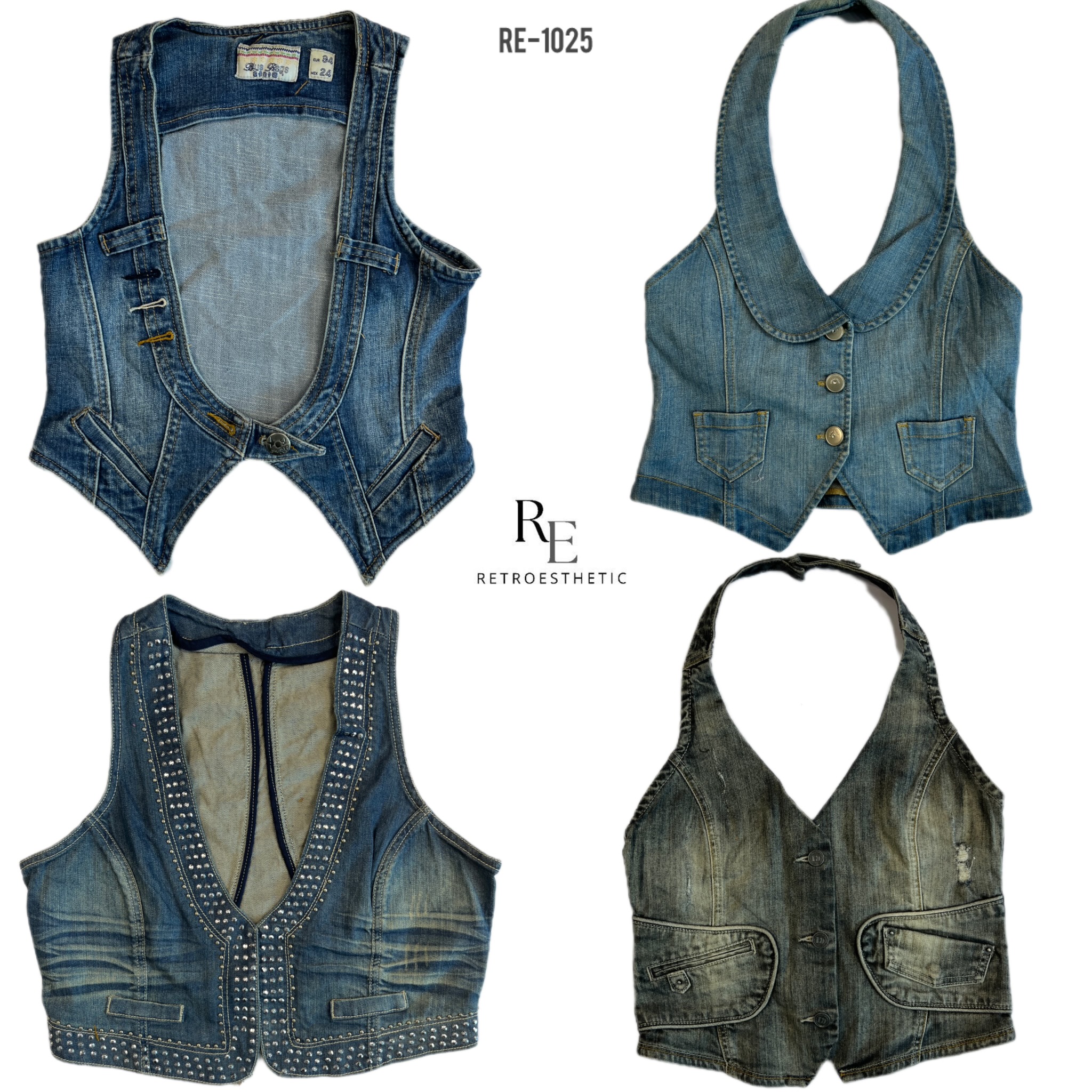 Coletes de Jeans da Era Britney Y2K (RE-1025)