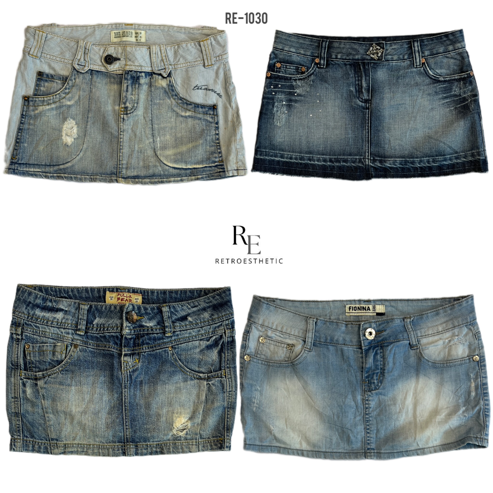 Y2K Cyber Girl Ära Denim Mini Röcke (RE-1030)