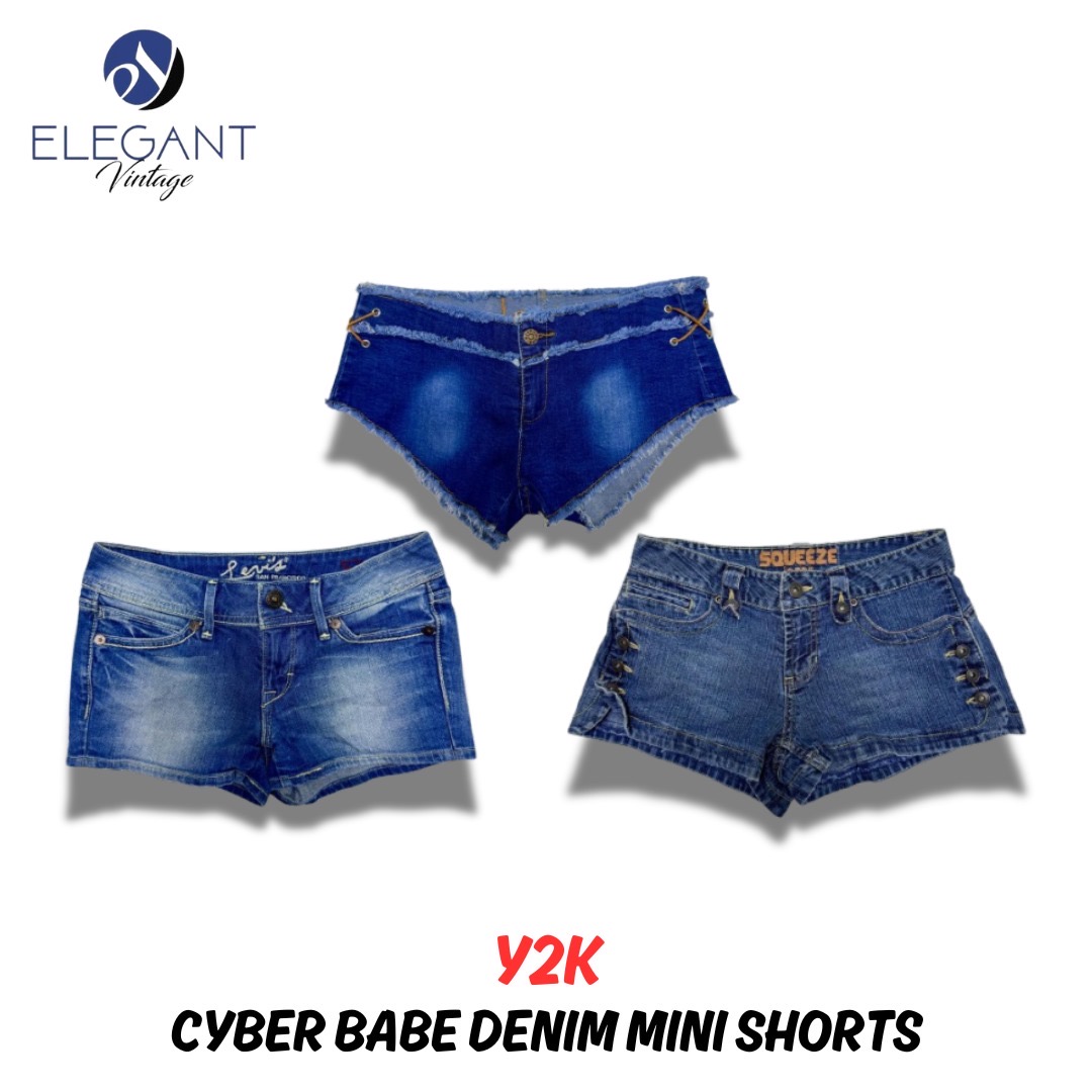 Y2K Cyber Babe Denim Mini Shorts - 10 pièces - EV0274