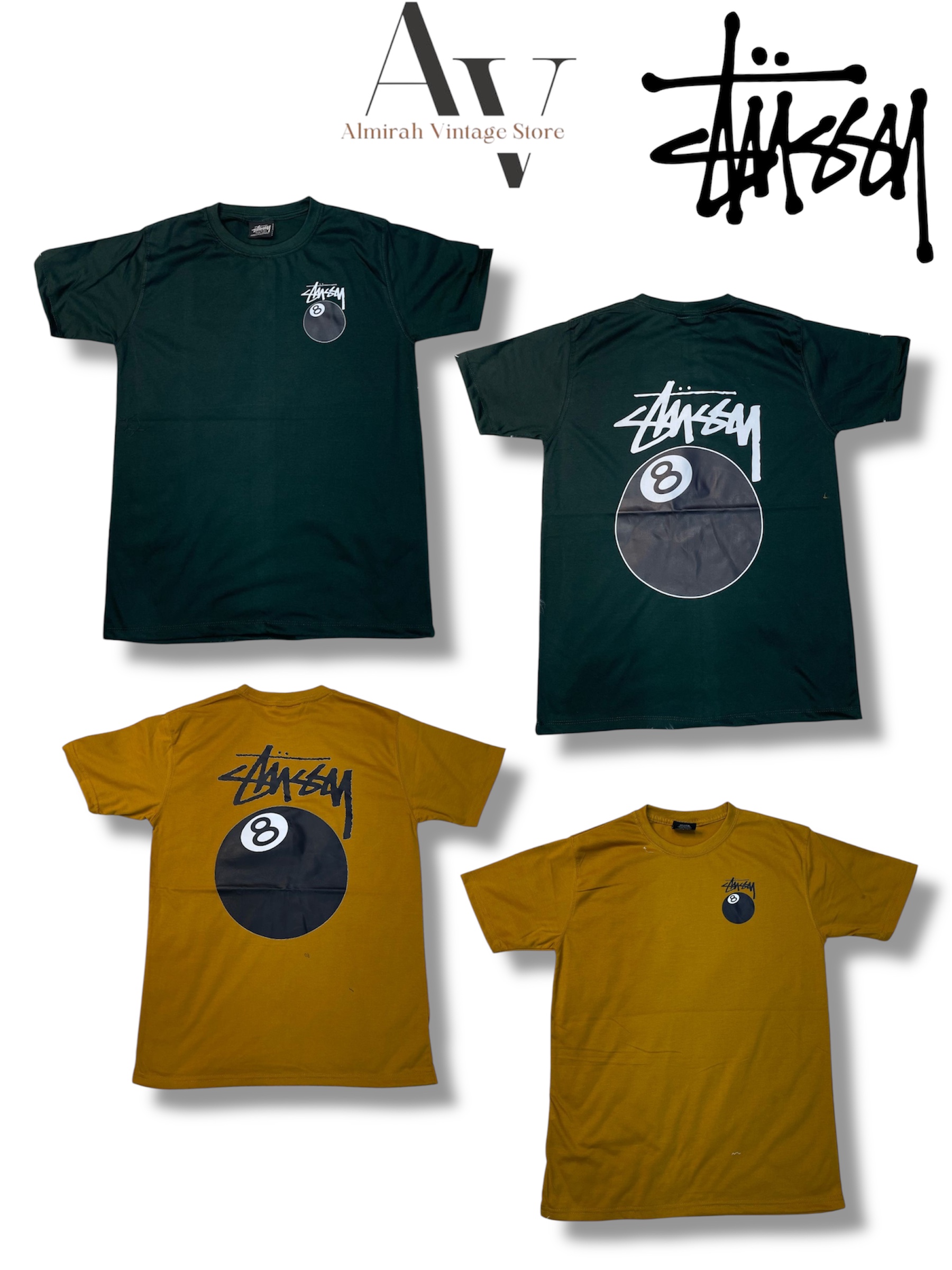Stussy rework style 8ball pigment T shirts