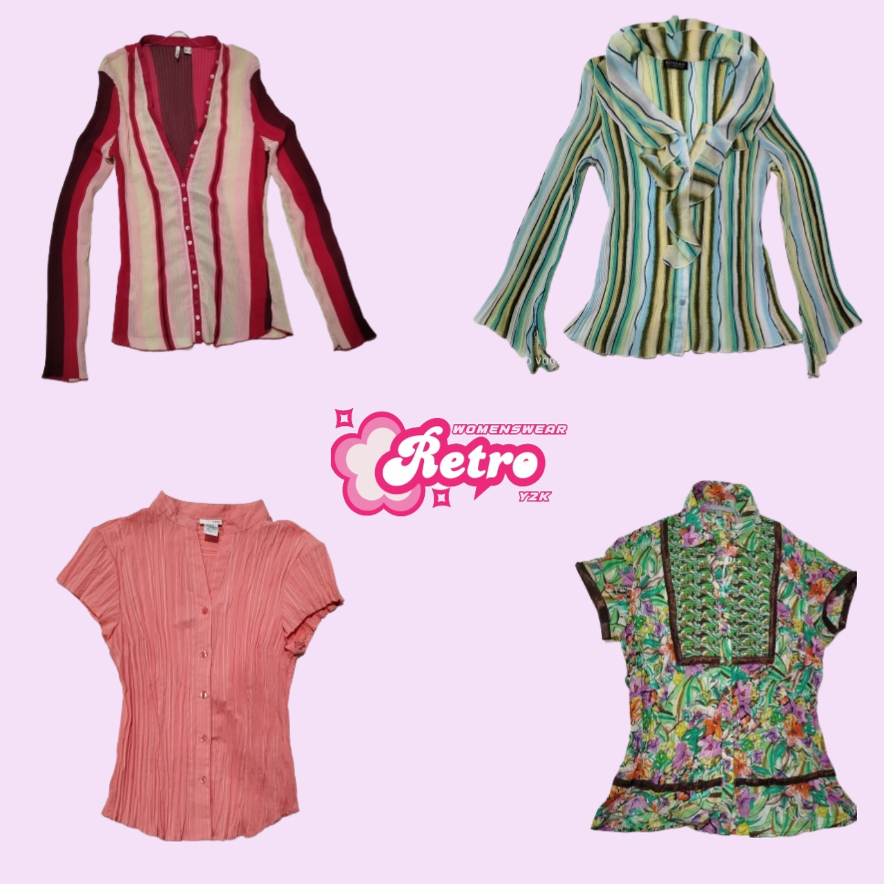 Y2k Striped Sheer Button-Up Long Sleeve Tops (May-19)