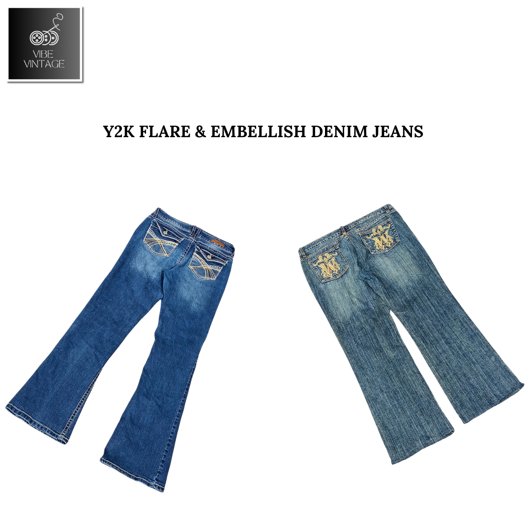 Y2K FLARE & EMBELLISH DENIM JEANS - 10 PCS (BUNDLE 4)