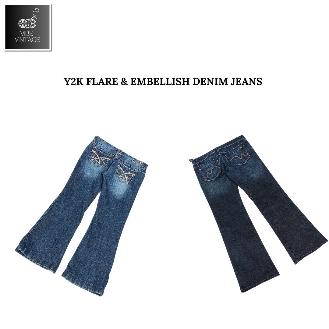 Y2K FLARE & EMBELLISH DENIM JEANS - 10 PCS (BUNDLE 5)