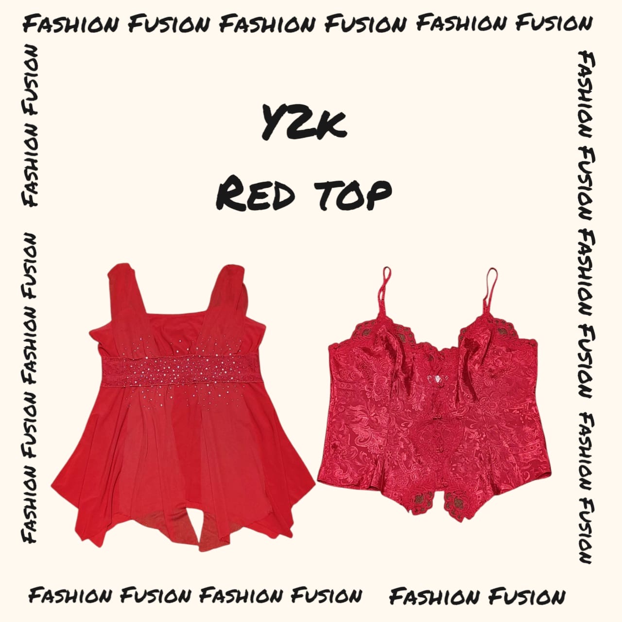 (DFF-879) y2k Red Theme Mix Tops
