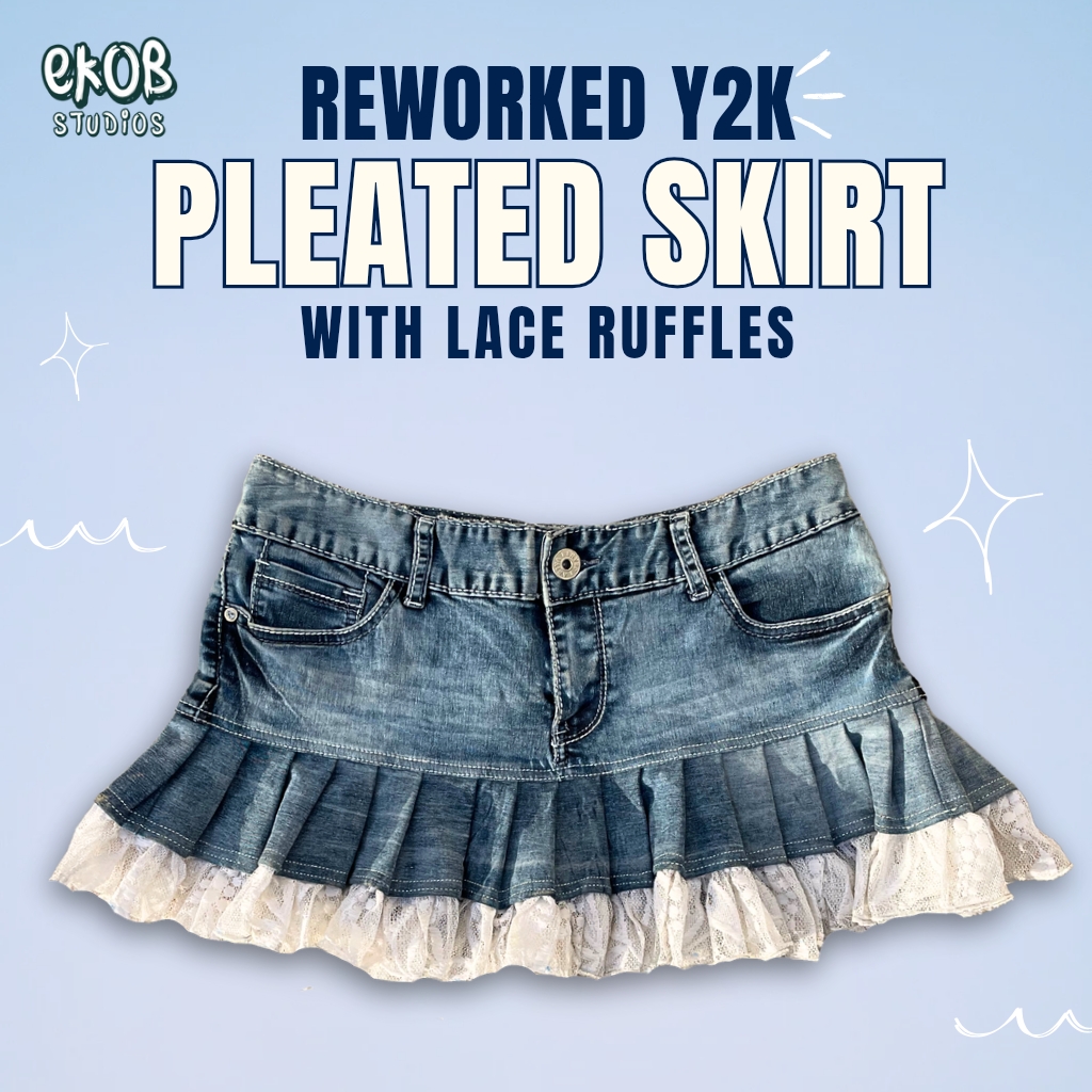 Upcycled Y2K Pleated Mini Skirt